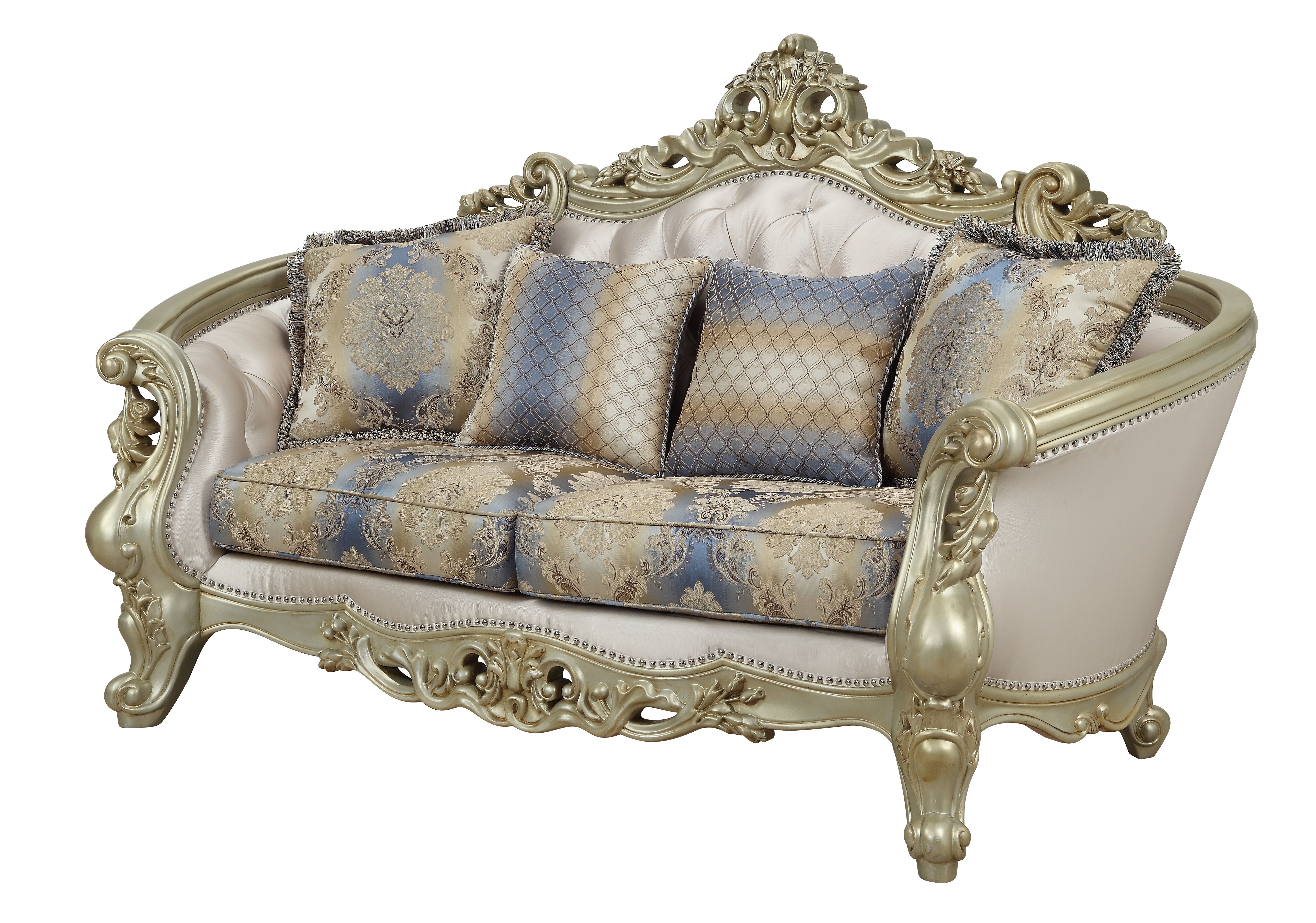 Acme Furniture Gorsedd Golden Ivory Four Pillows Loveseat