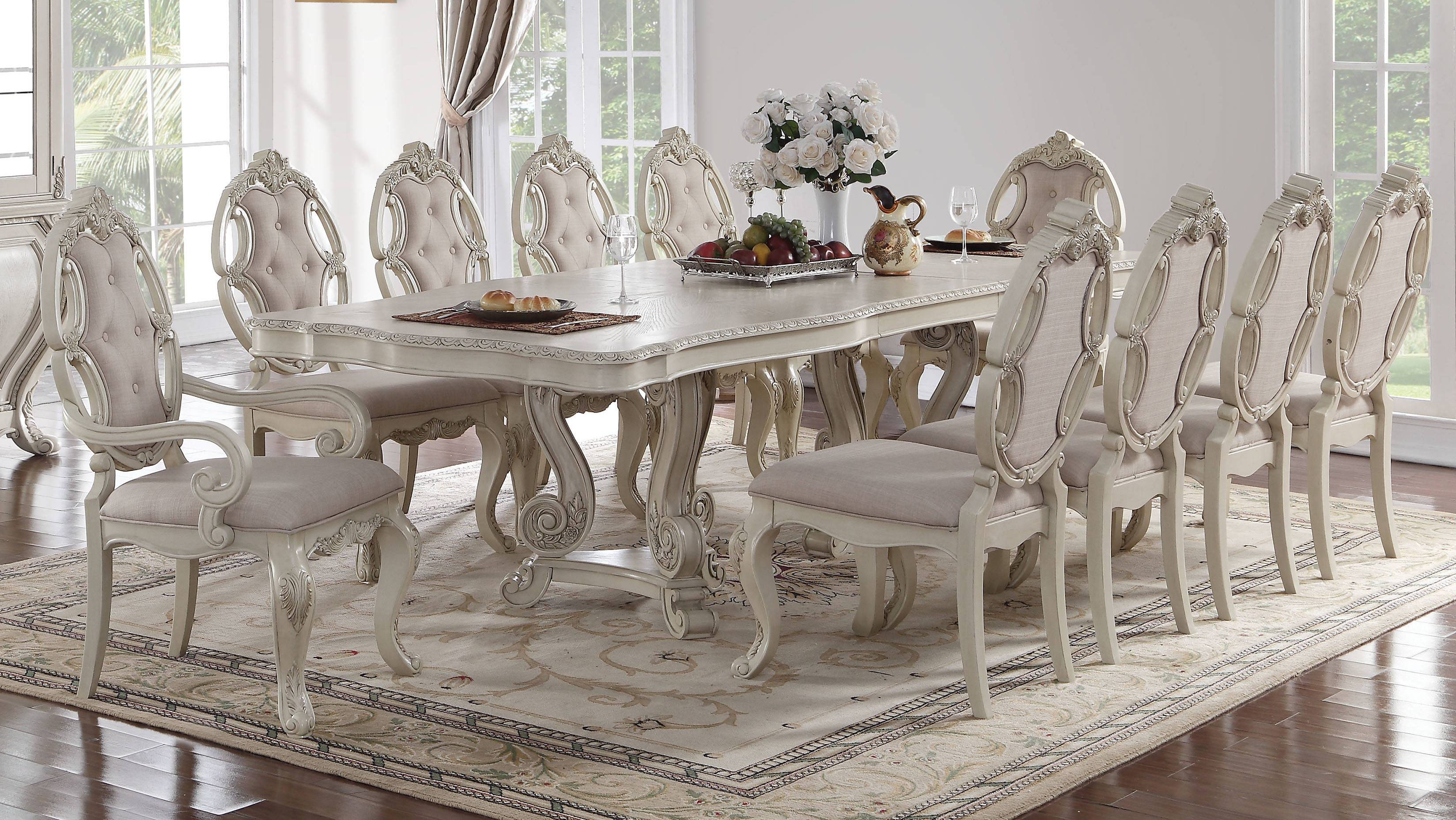 Acme Furniture Ragenardus Antique White 11pc Dining Room Set