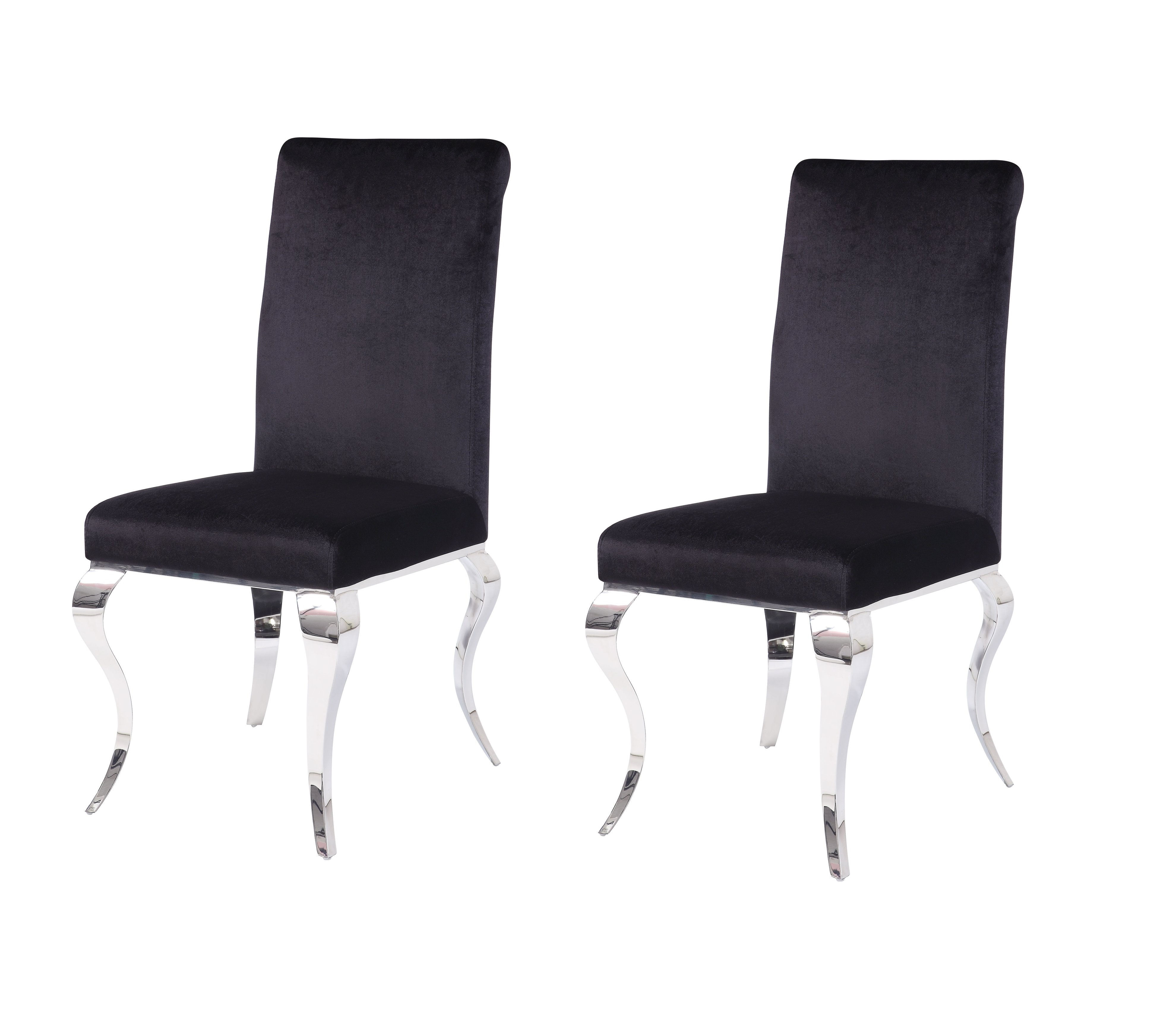 2 Acme Furniture Fabiola Black Silver Side Chairs
