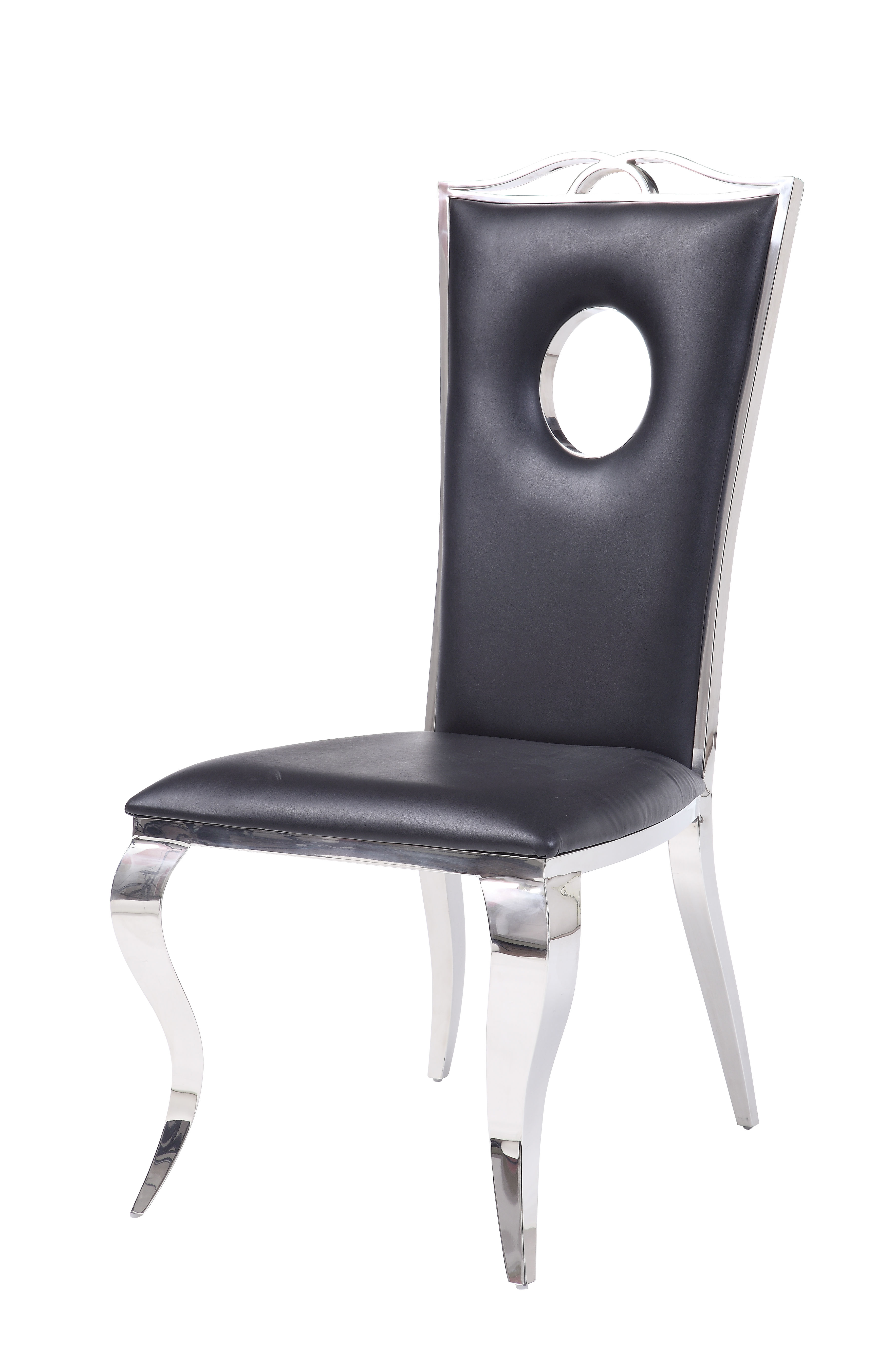 2 Acme Furniture Cyrene Black Silver Side Chairs