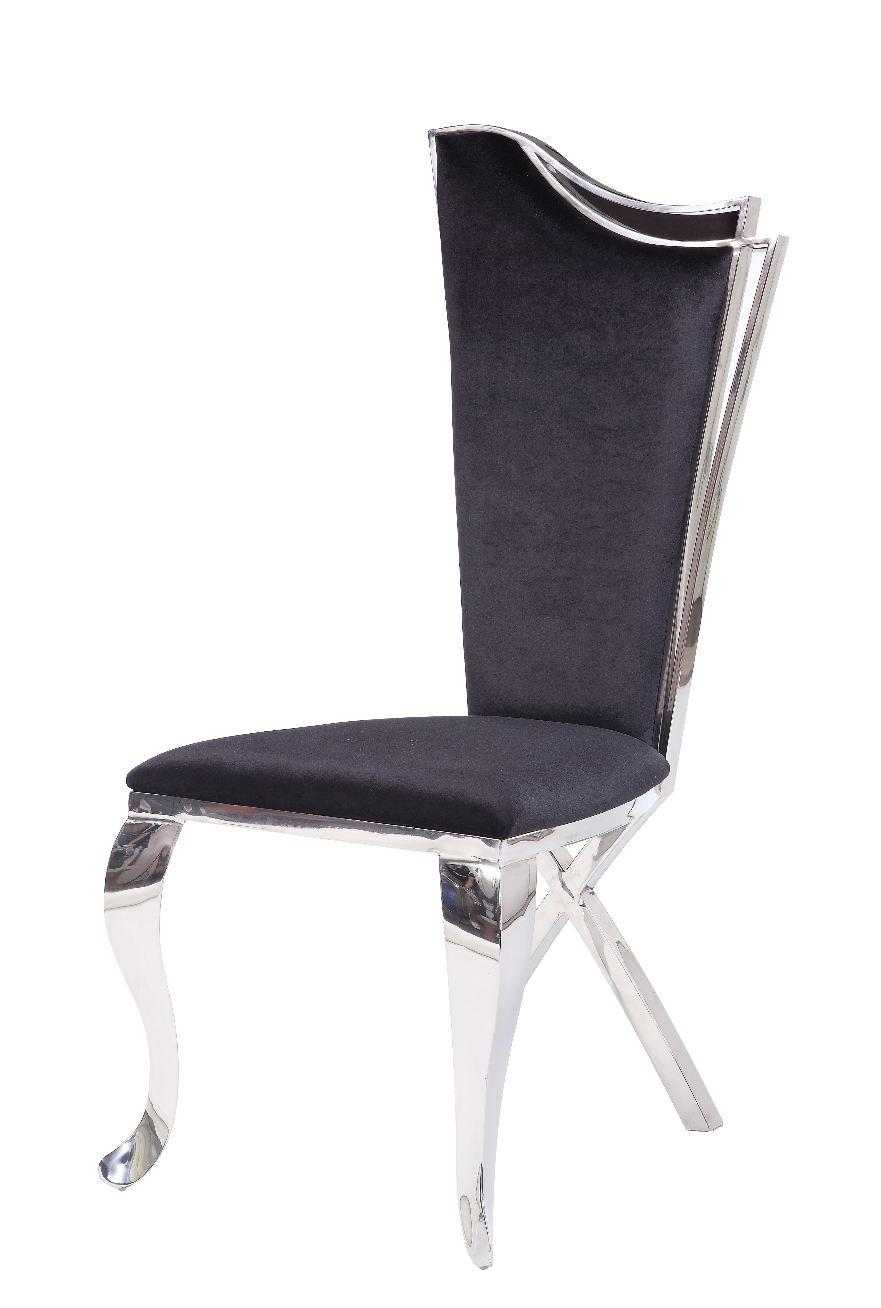 2 Acme Furniture Cyrene Black Silver Cross Legs Side Chairs