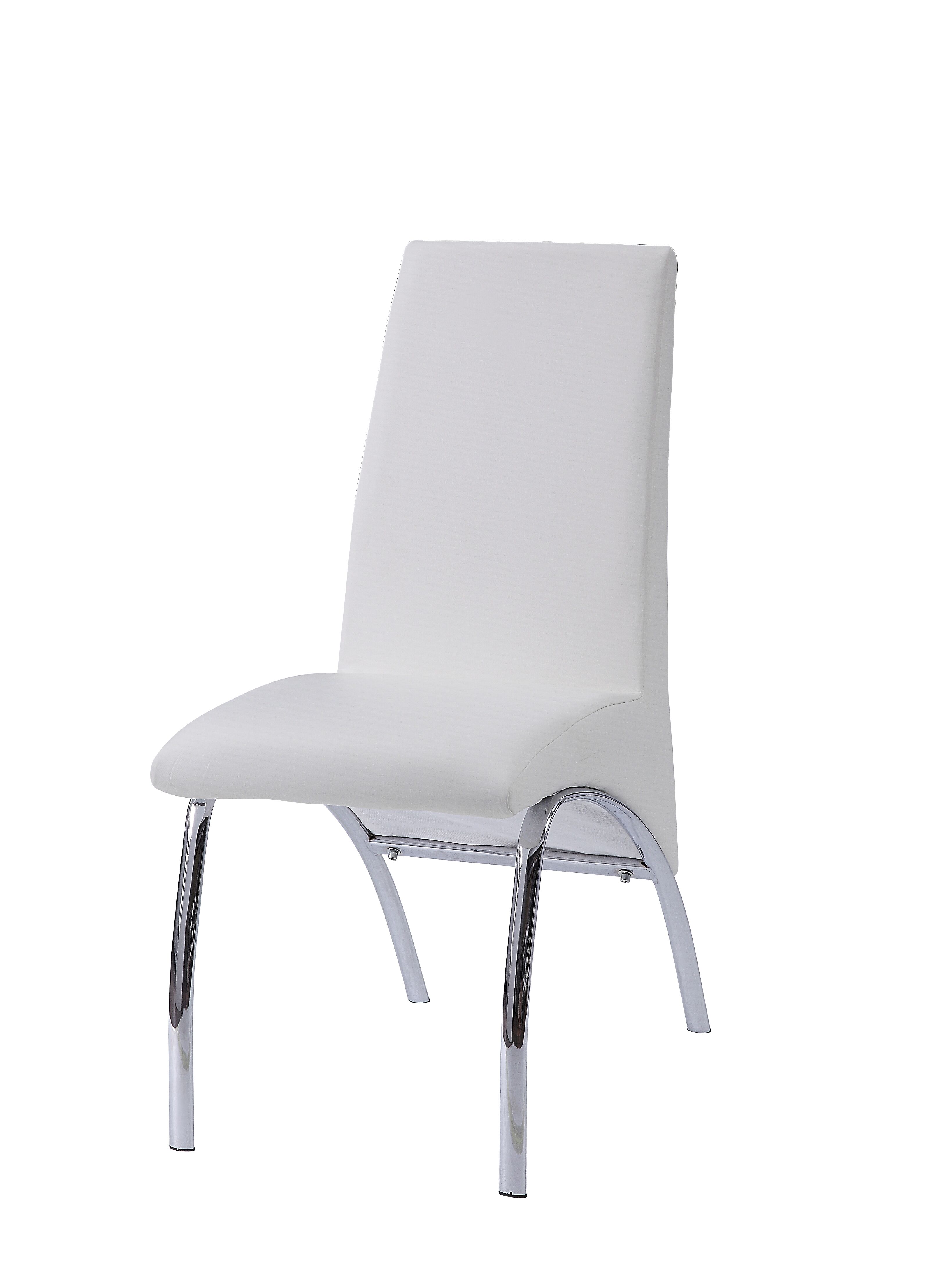 2 Acme Furniture Pervis White Chrome Side Chairs