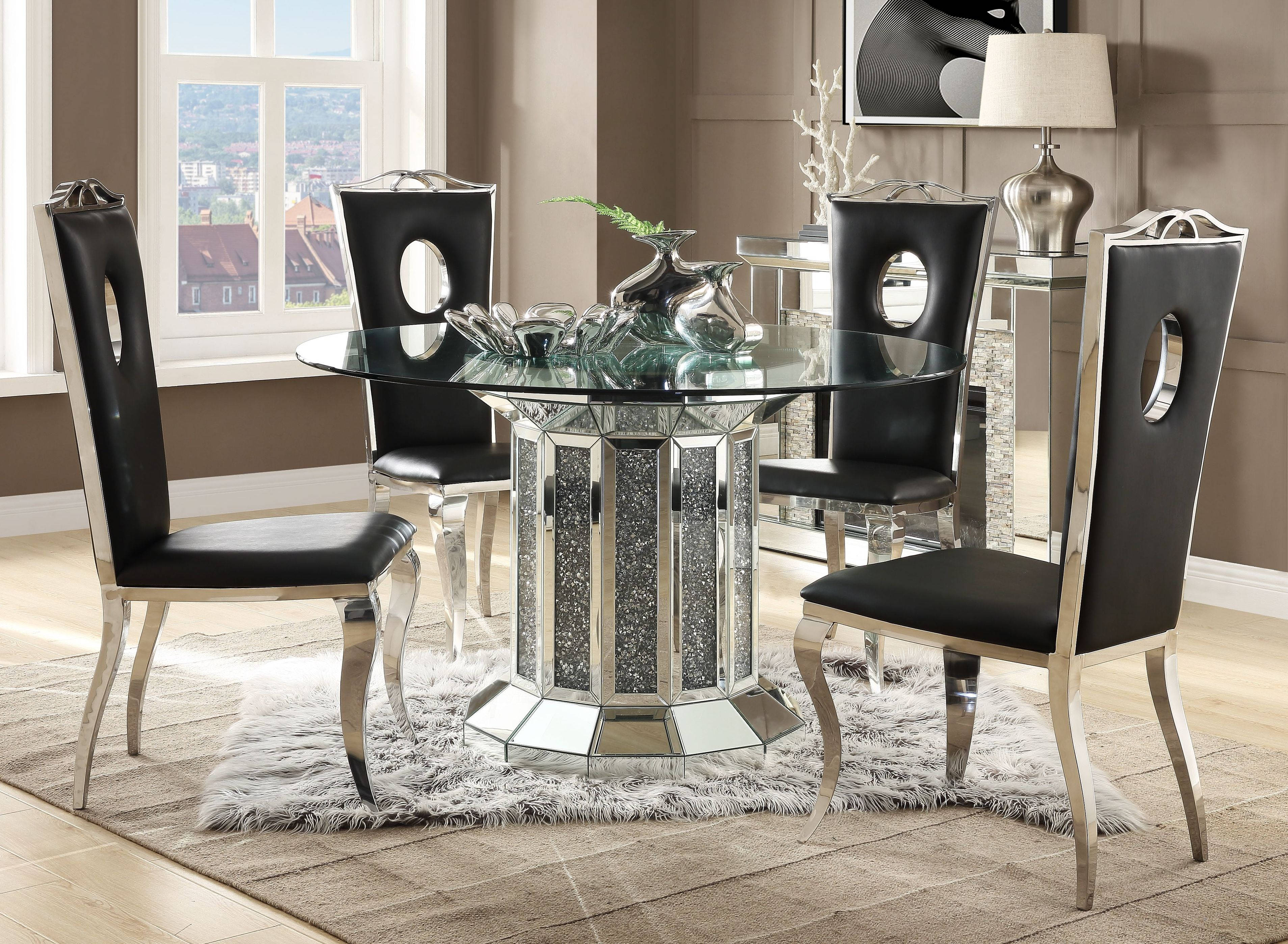 Acme Furniture Noralie Black Mirrored 5pc Dining Room Set