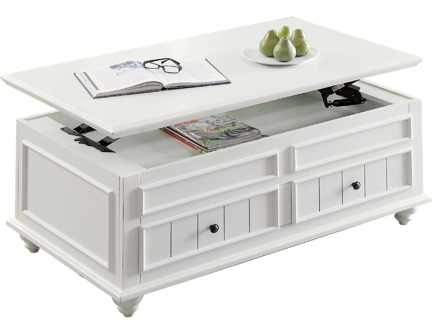 Acme Furniture Natesa White Washed Coffee Table with Lift Top
