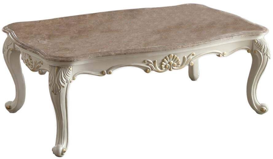 Acme Furniture Chantelle Pearl White Marble Top Coffee Table