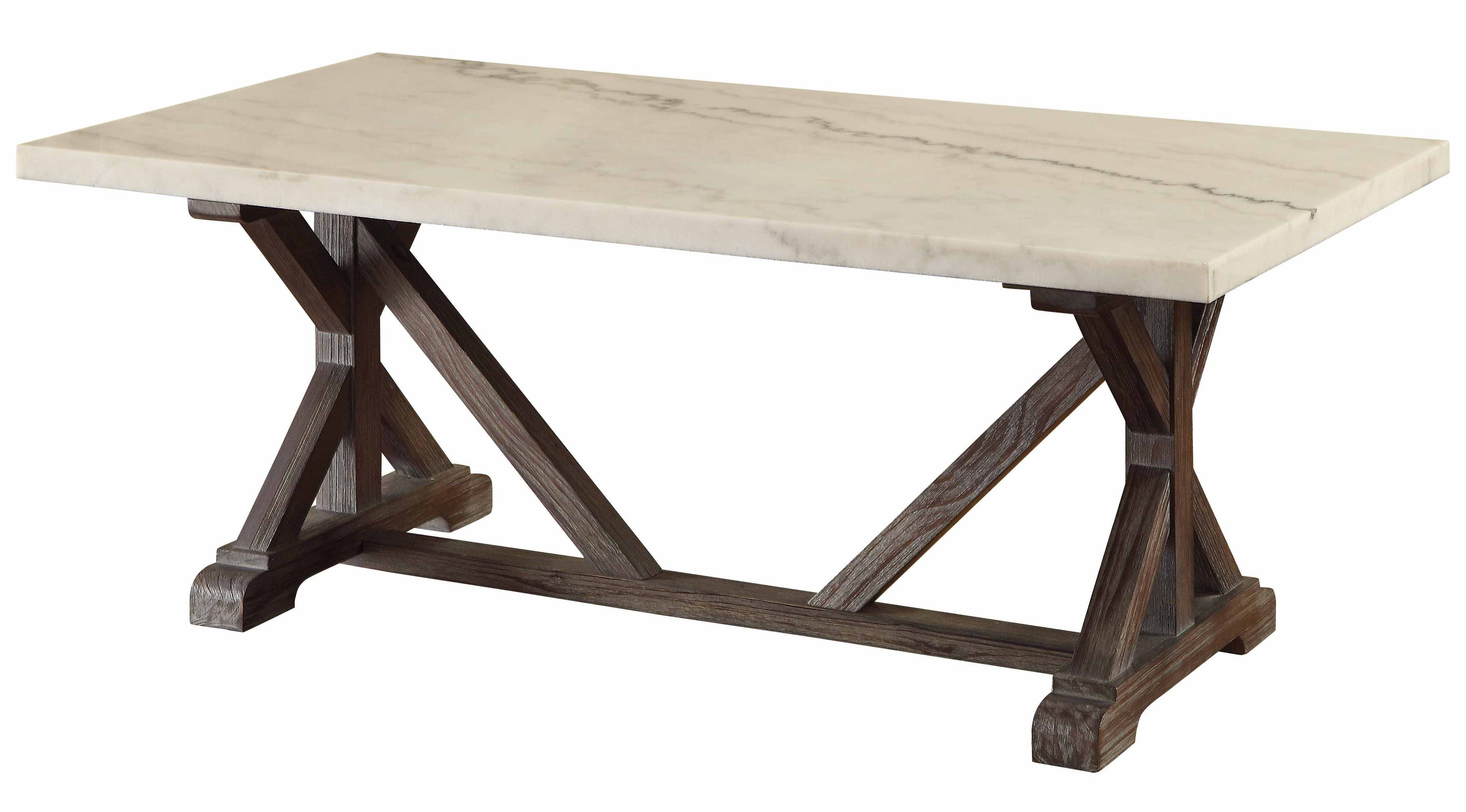 Acme Furniture Romina White Weathered Espresso Coffee Table