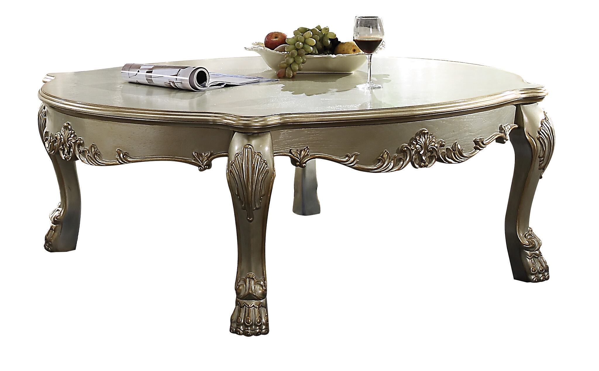 Acme Furniture Dresden II Gold Patina Bone Bowed Coffee Table