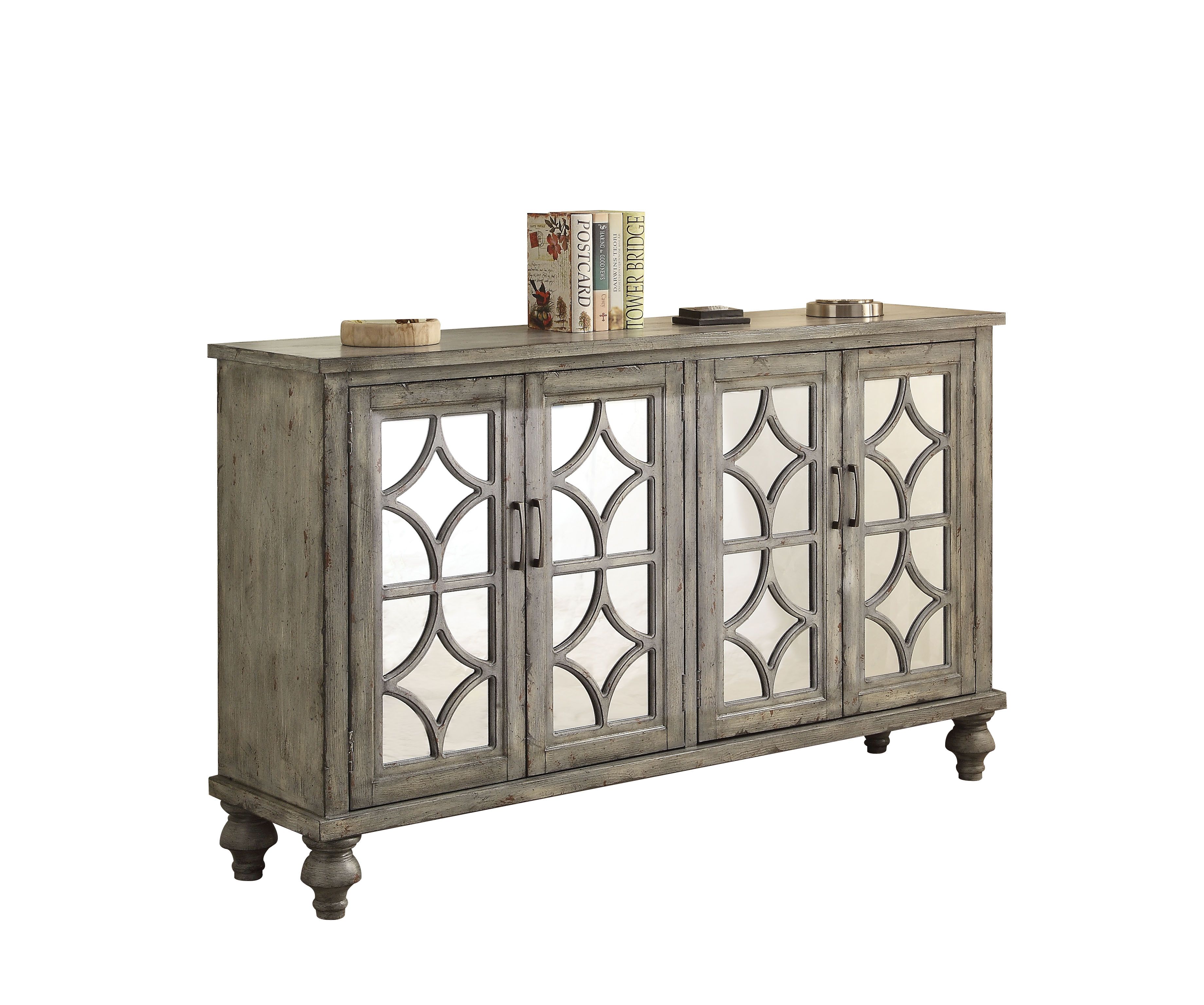 Acme Furniture Velika Weathered Gray Doors Console Table