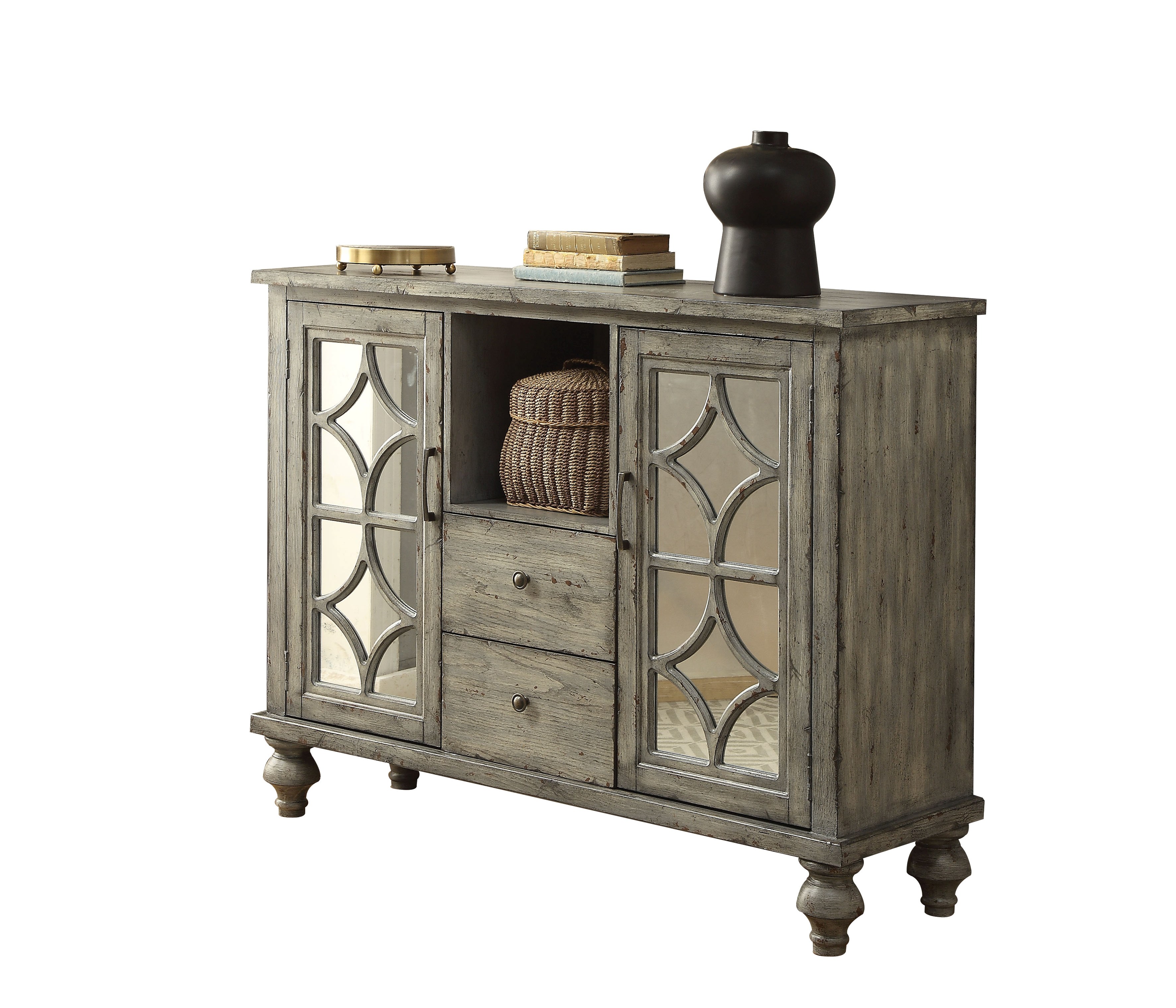 Acme Furniture Velika Weathered Gray 2 Drawers Console Table