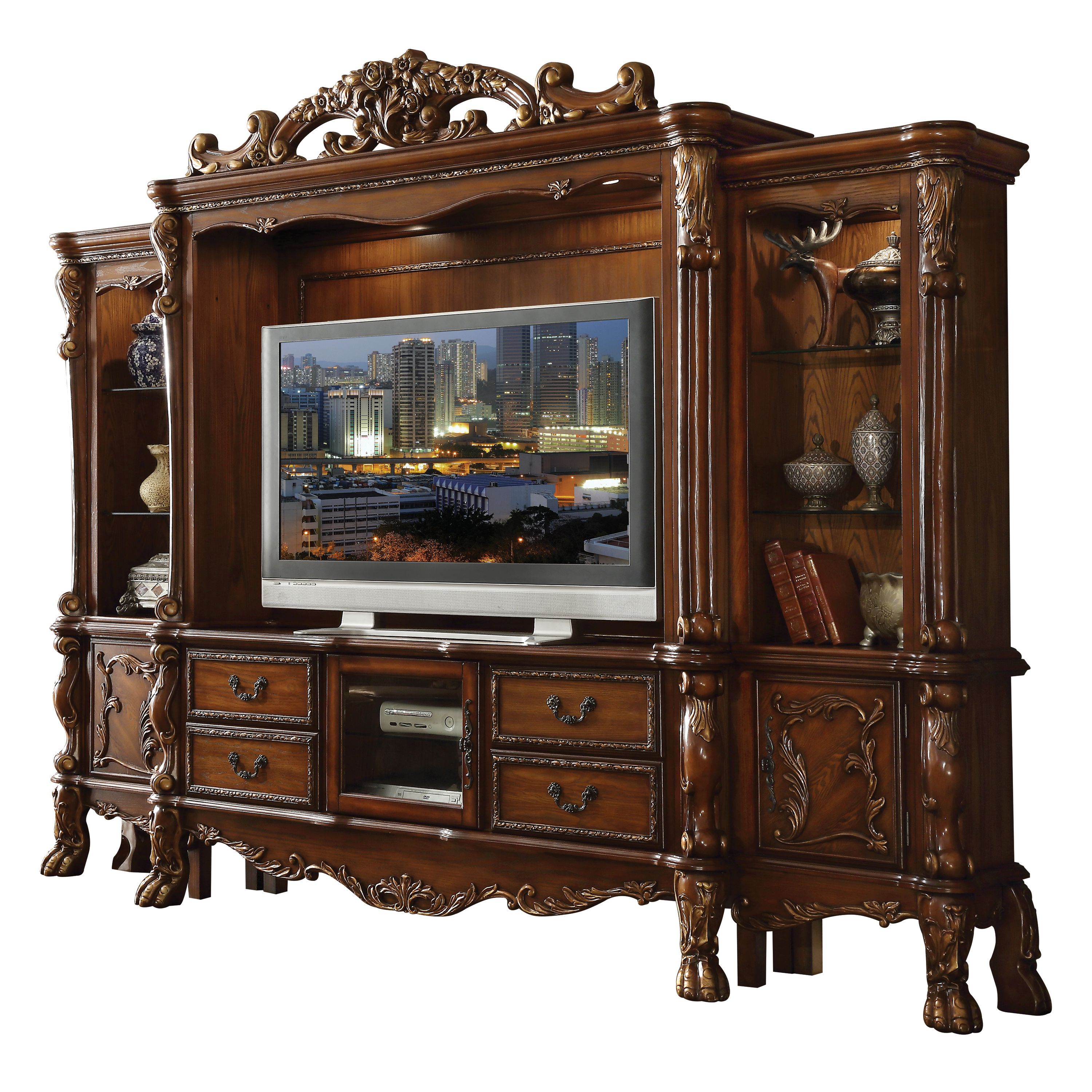 Acme Furniture Dresden Cherry Oak Entertainment Center with TV Stand