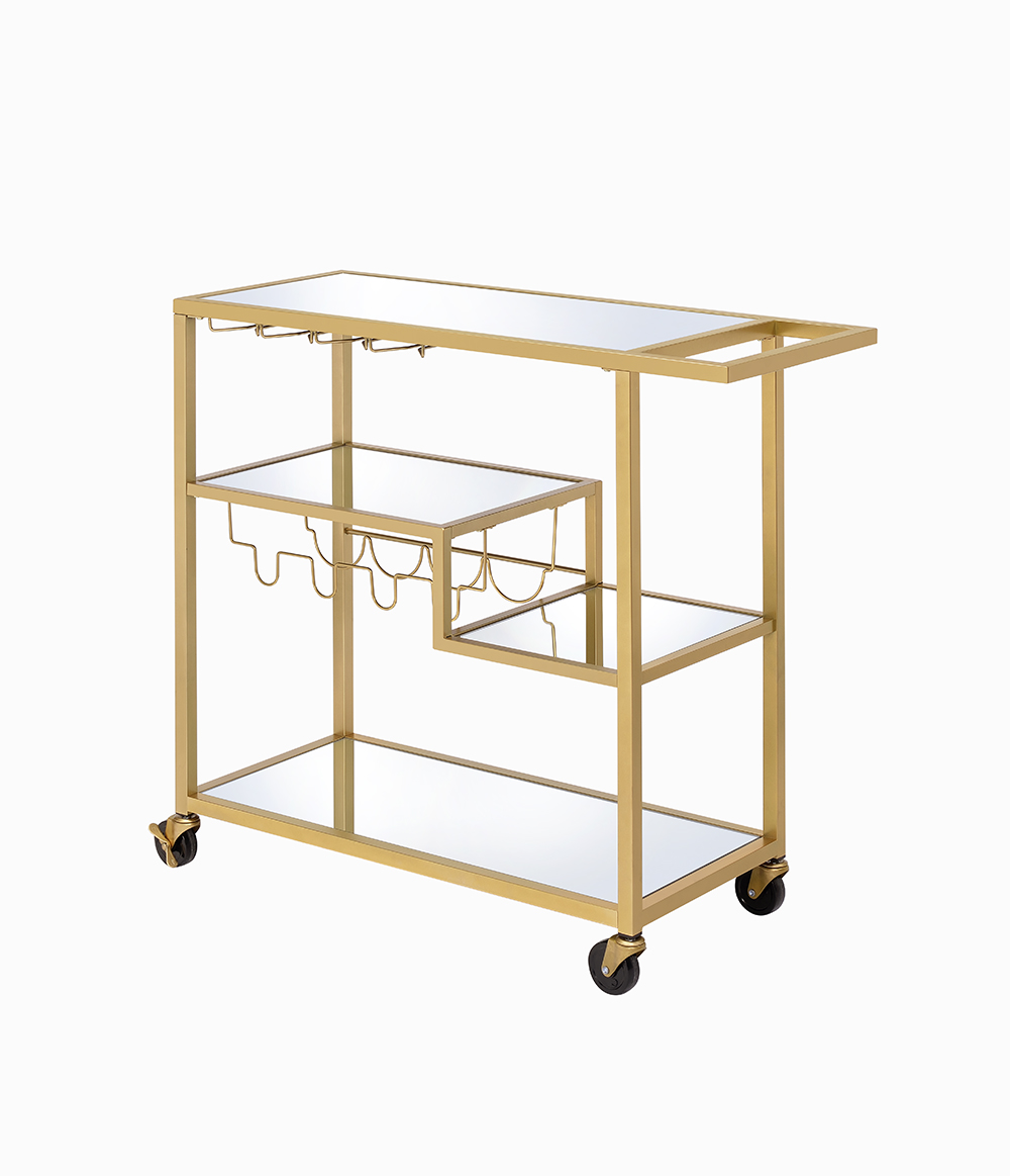 Acme Furniture Adamsen Mirrored Champagne Serving Cart