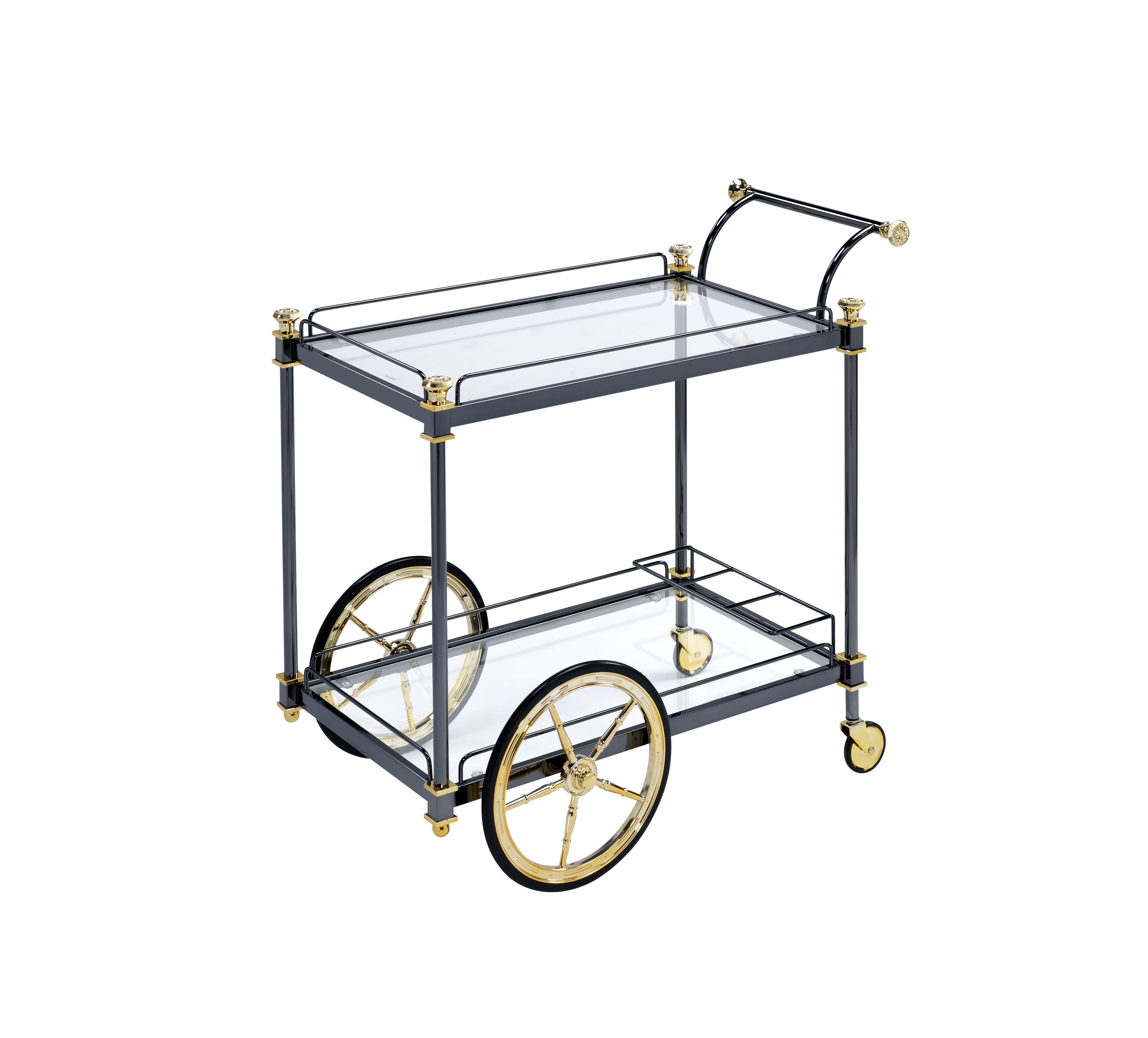 Acme Furniture Cyrus Clear Black Gold Serving Cart