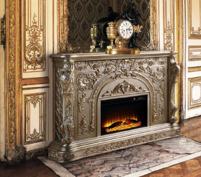 Acme Furniture Danae Antique Silver Fireplace
