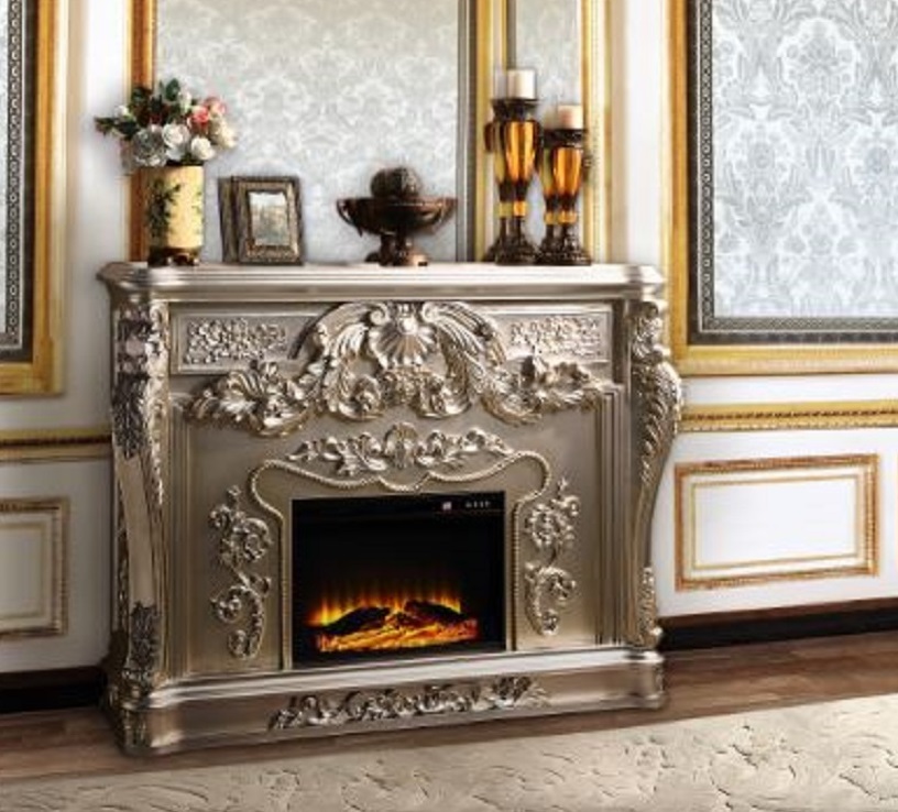Acme Furniture Sorina Antique Silver Fireplace