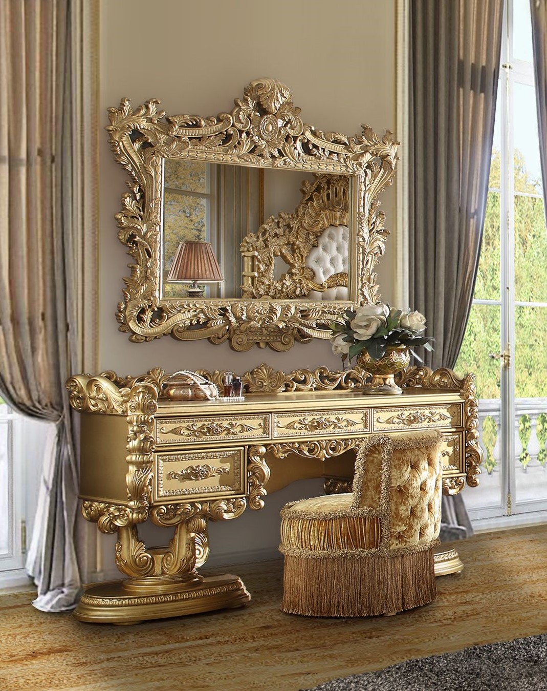 Acme Furniture Bernadette Gold Vanity Set