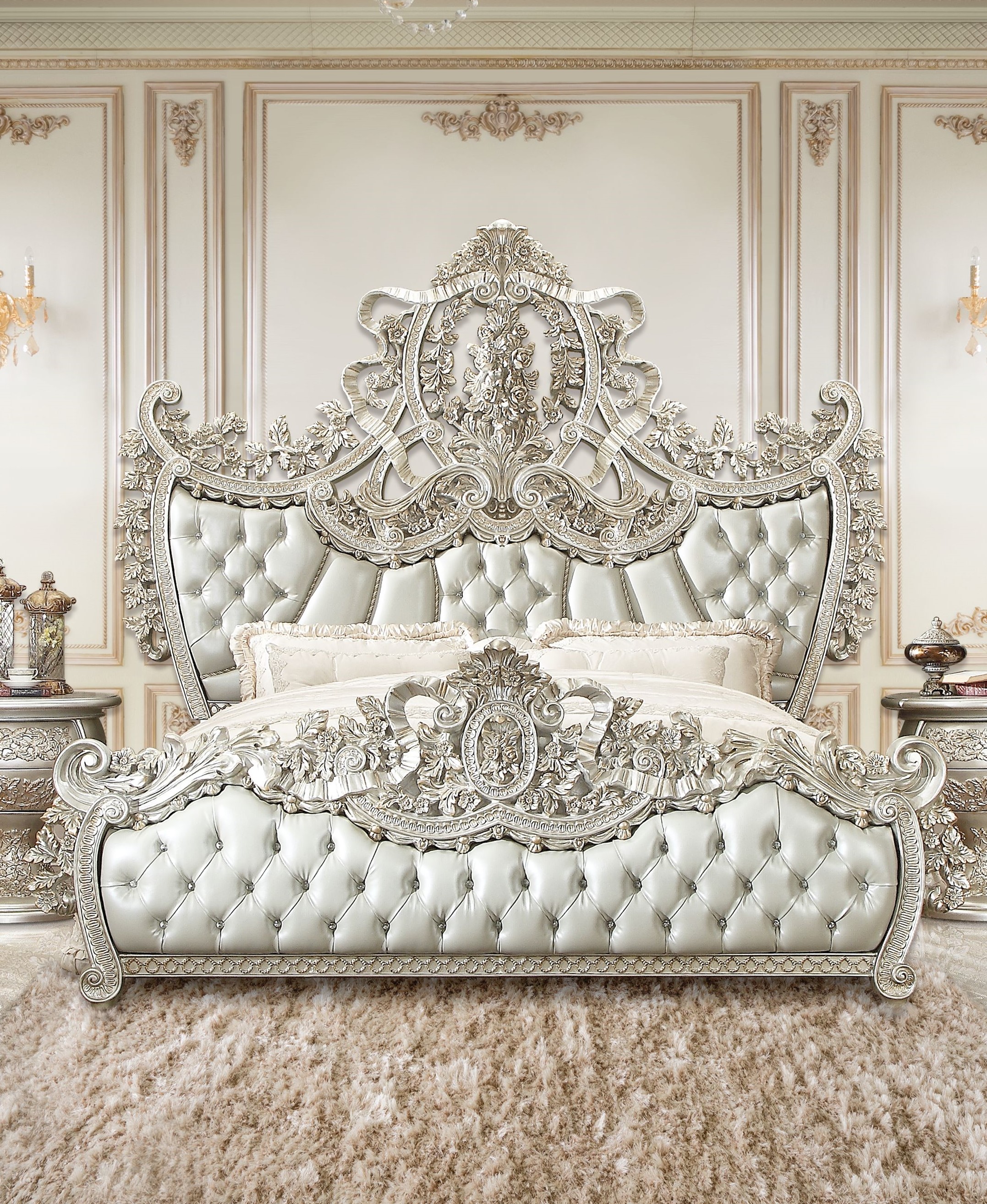 Acme Furniture Sandoval Beige Champagne King Bed