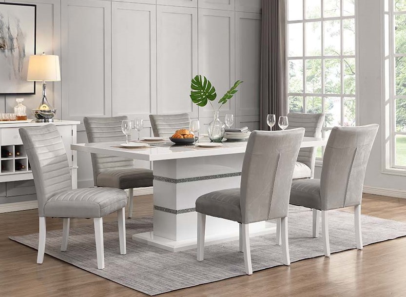 Acme Furniture Elizaveta Gray White 7pc Dining Room Set