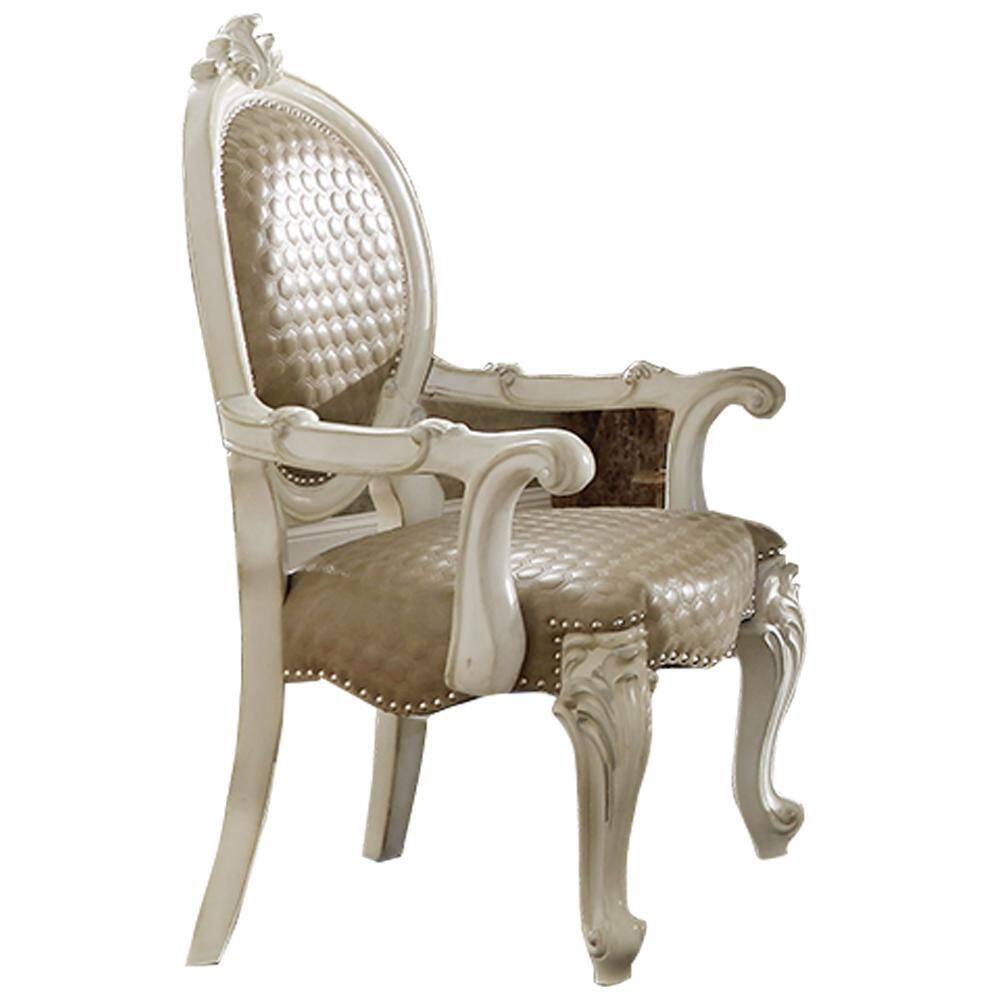 2 Acme Furniture Versailles Bone White Arm Chairs