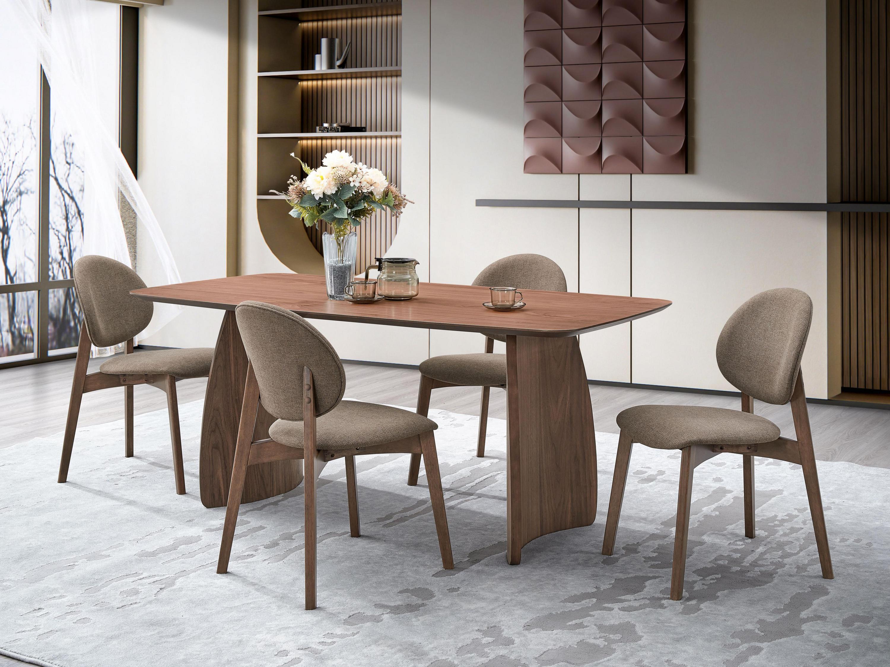 Acme Furniture Hadasa Light Brown Walnut 5pc Dining Room Set