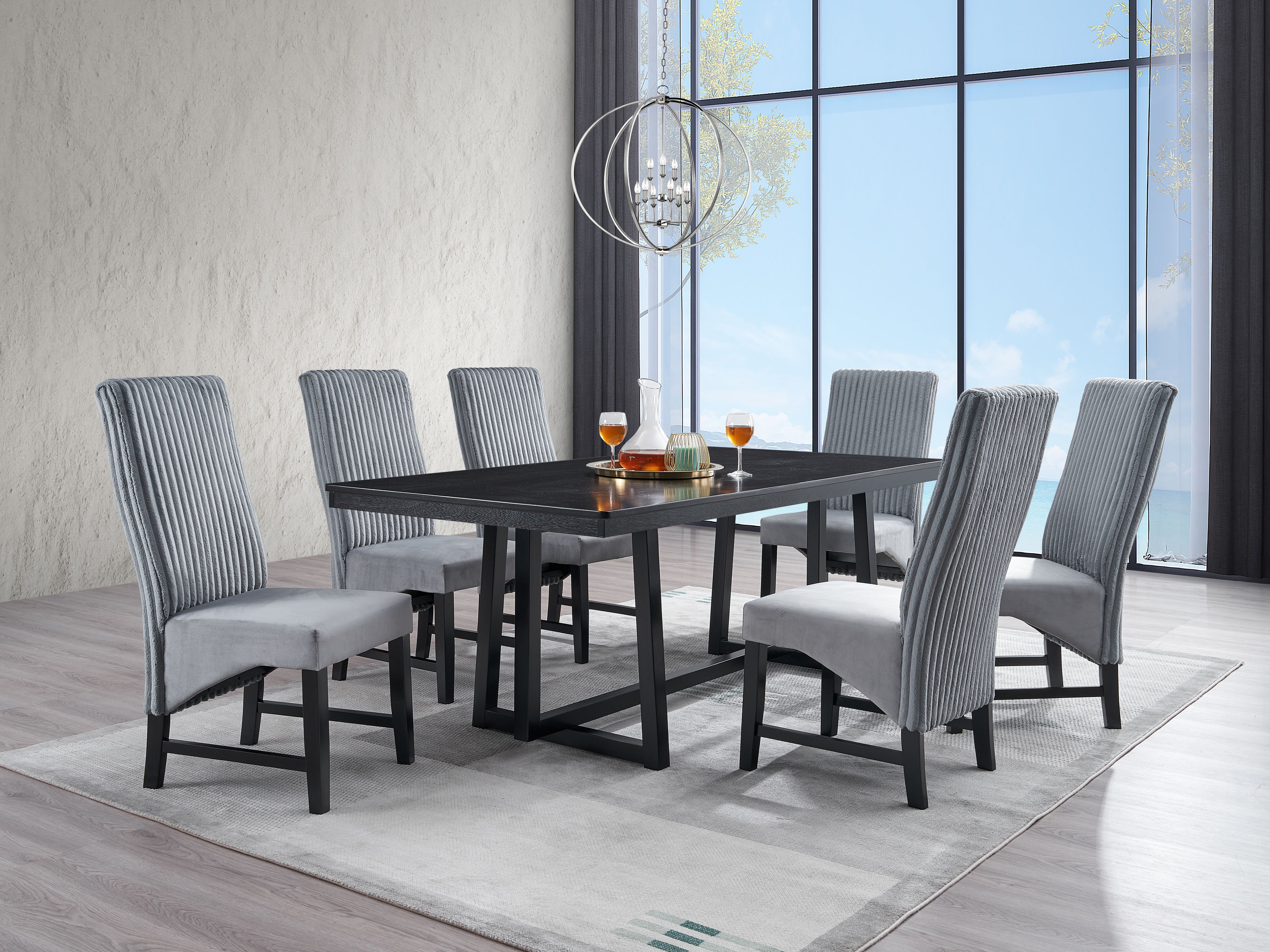 Acme Furniture Kini Gray Black 7pc Dining Room Set
