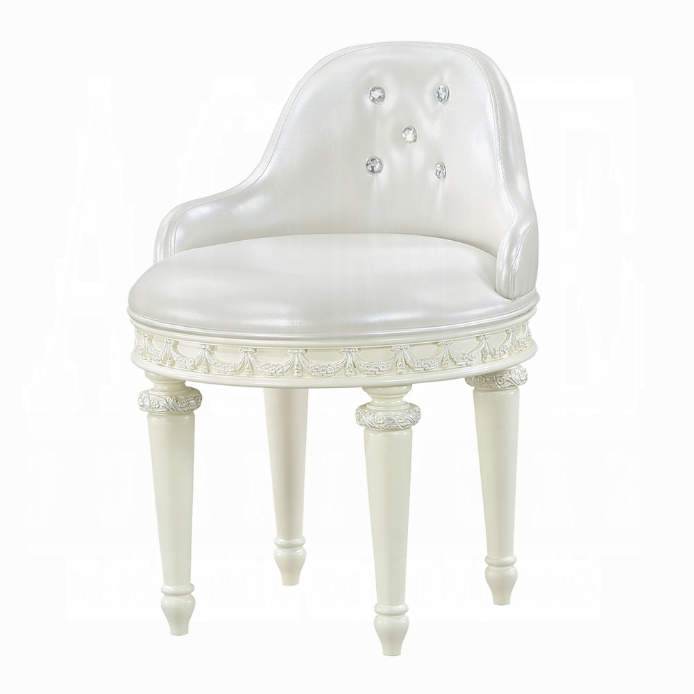 Acme Furniture Dorothy Pearl White Ivory Swivel Vanity Chair