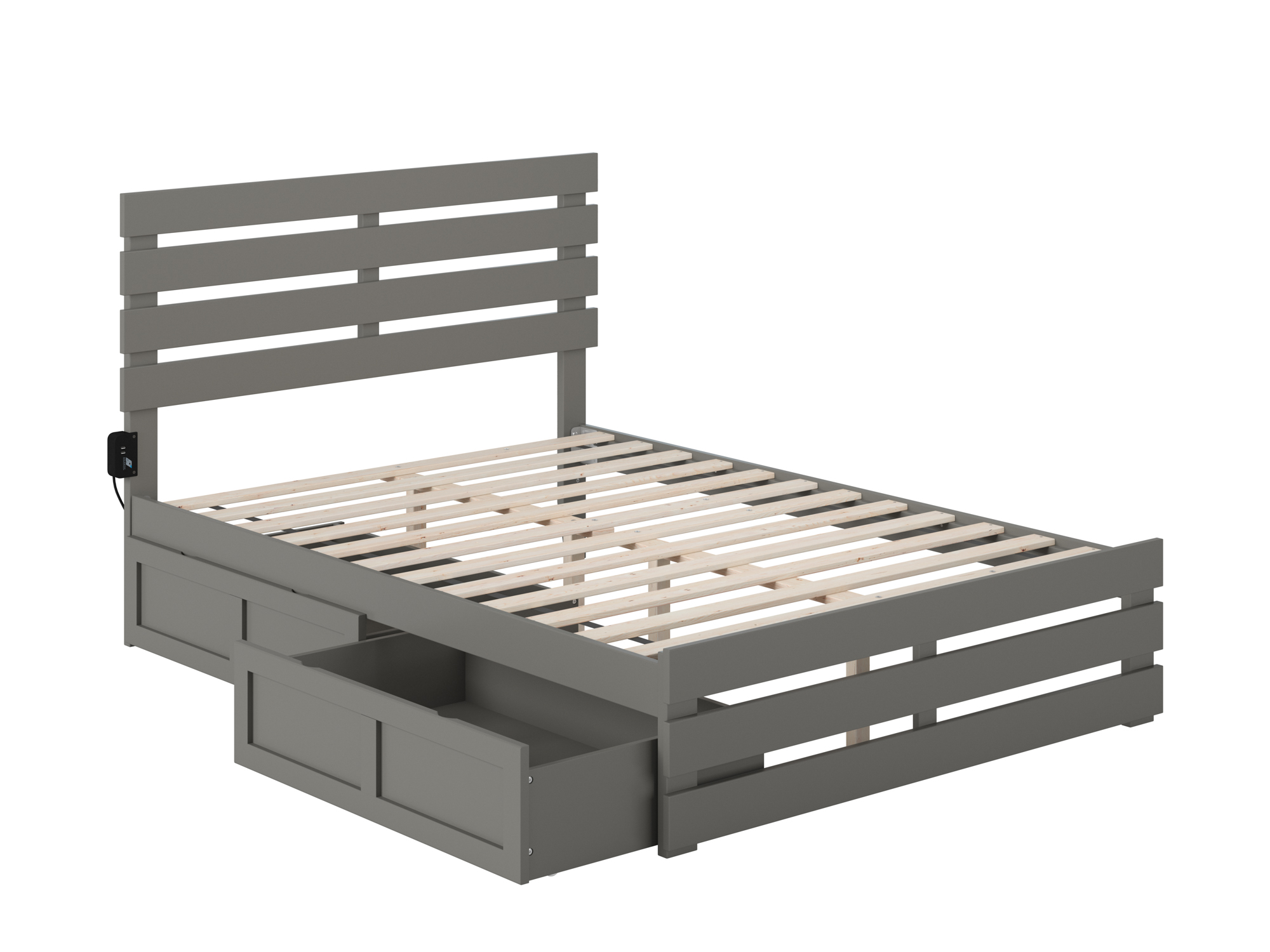 AFI Furnishings Oxford Grey Full Platform Bed with Footboard and Storage Dr...