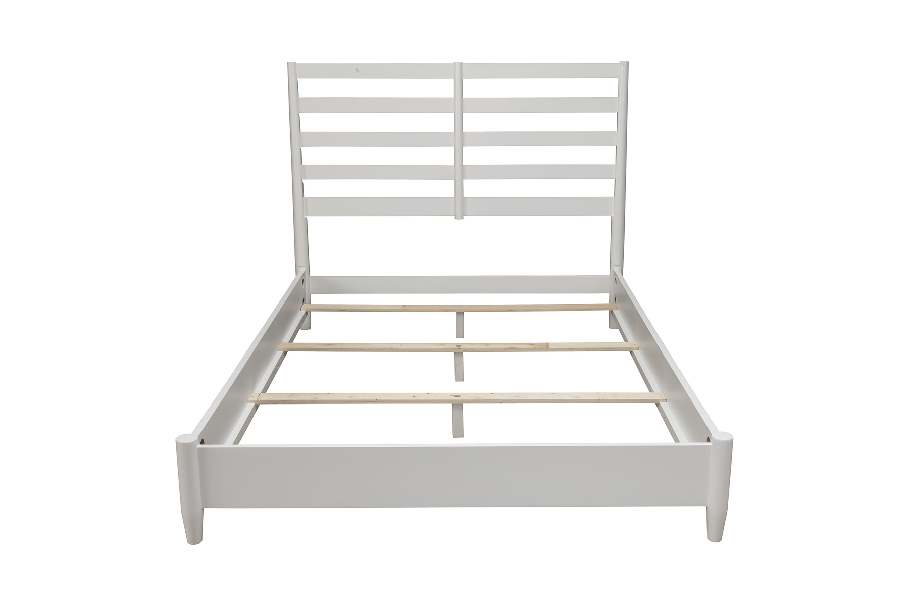 Flynn Retro Queen Bed, w/ Slat Back Headboard, White