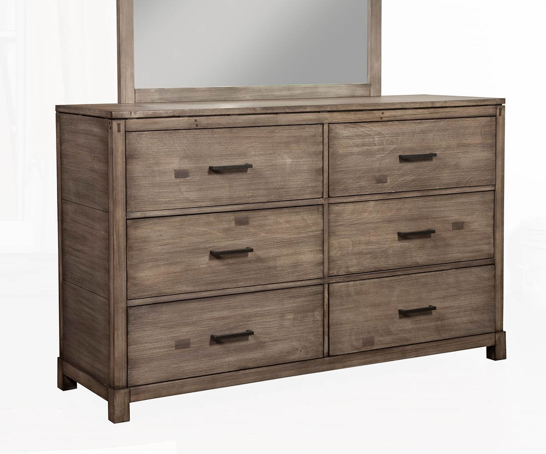 Alpine Furniture Sydney Weathered Grey 6 Drawer Dresser