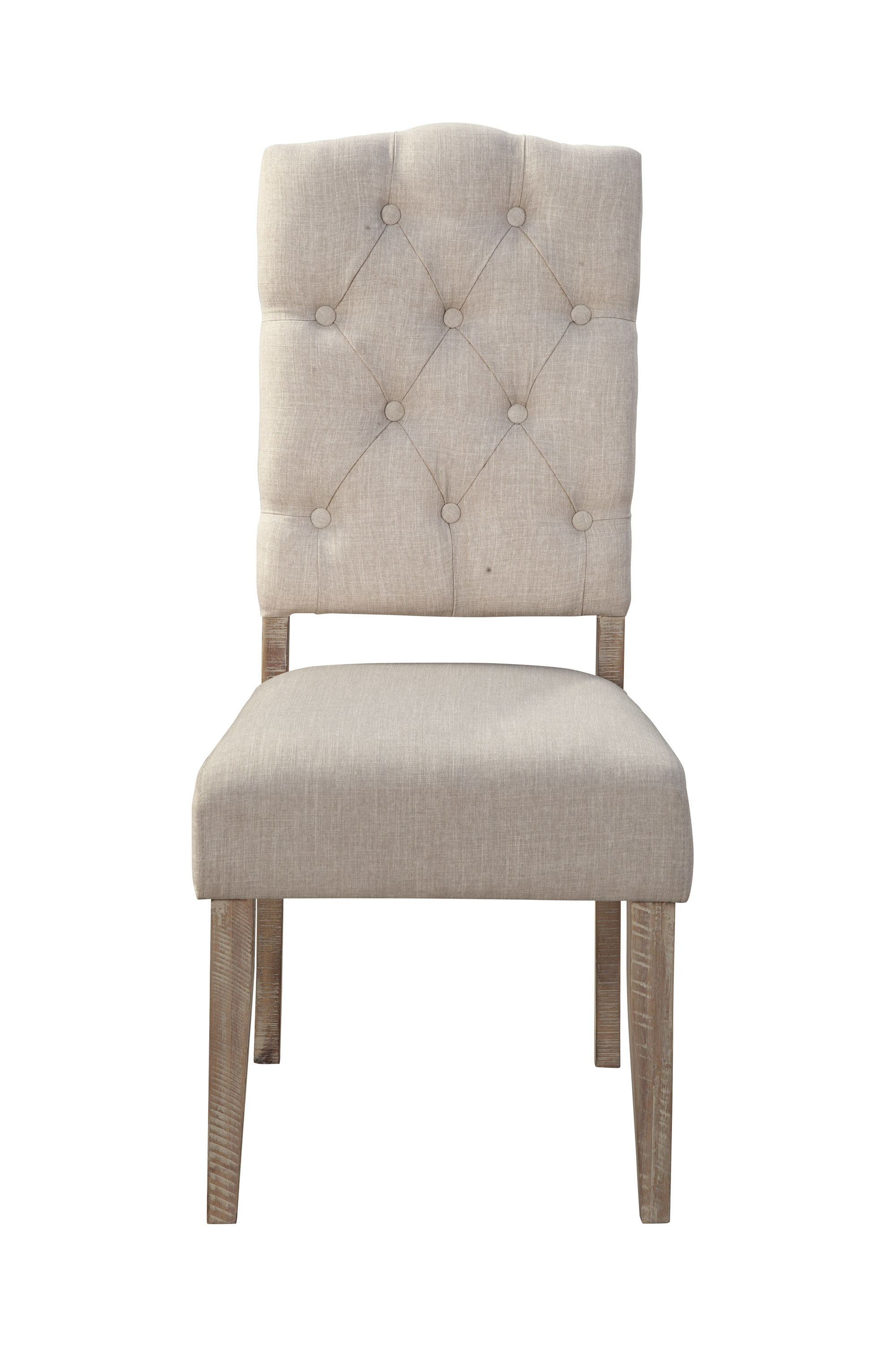 2 Alpine Furniture Newberry Weathered Natural Button Tufted Parson Chairs