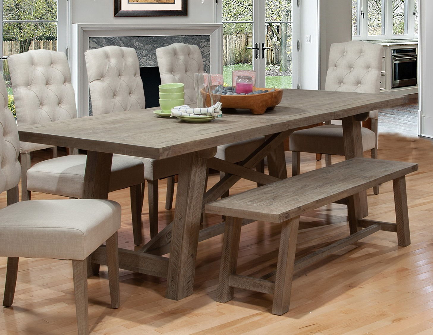 Alpine Furniture Newberry Weathered Natural 6pc Dining Room Set
