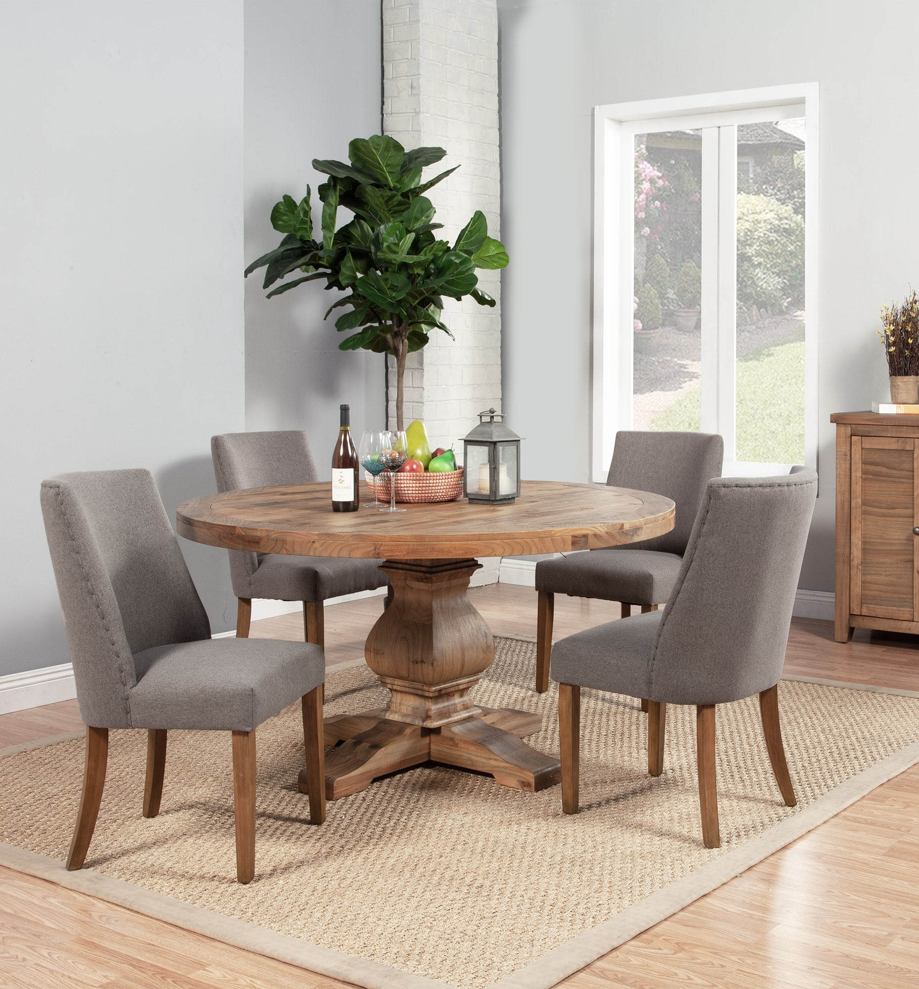 Alpine Furniture Kensington Natural Dark Grey 5pc Dining Room Set