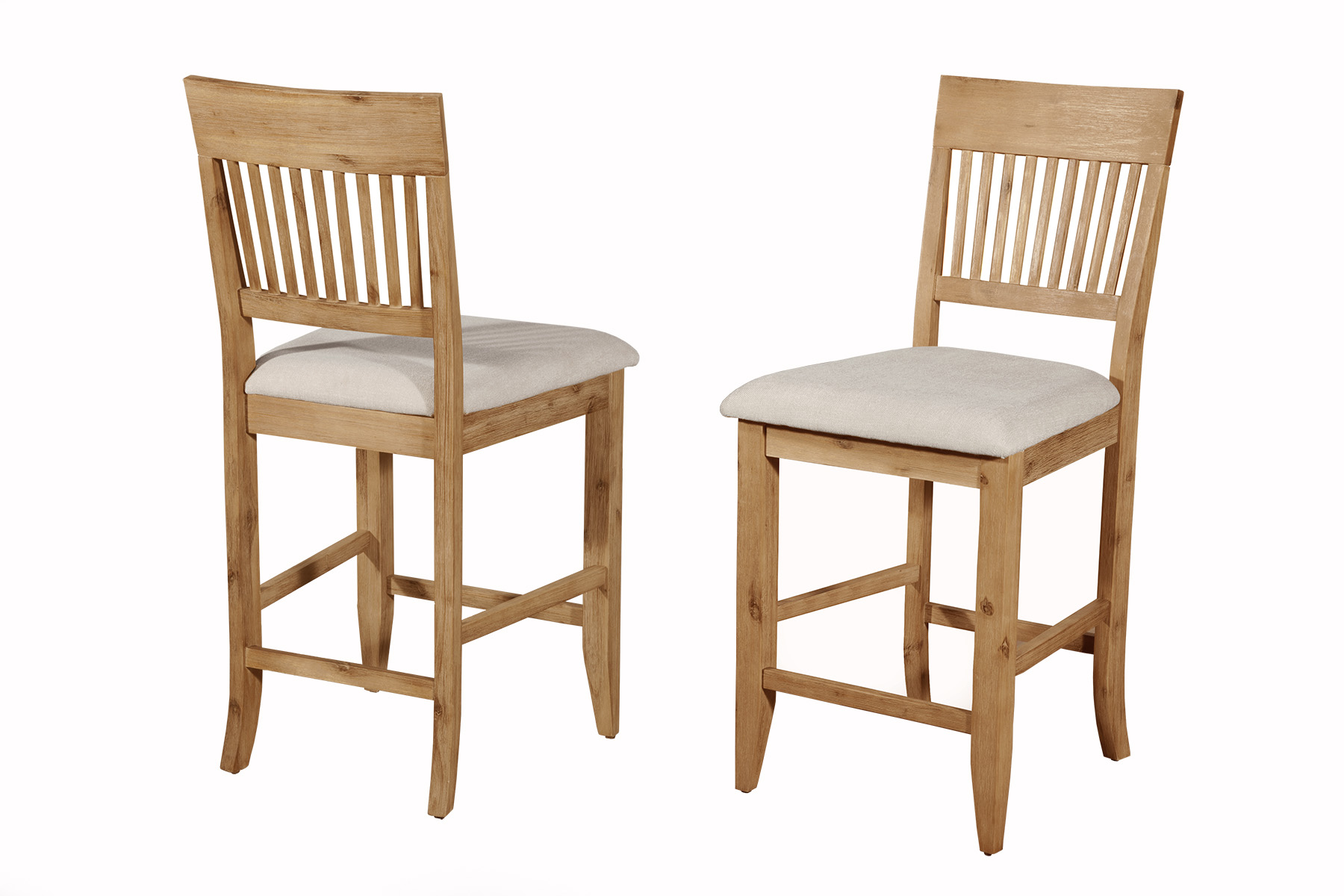 2 Alpine Furniture Aspen Iron Brush Antique Natural Pub Chairs