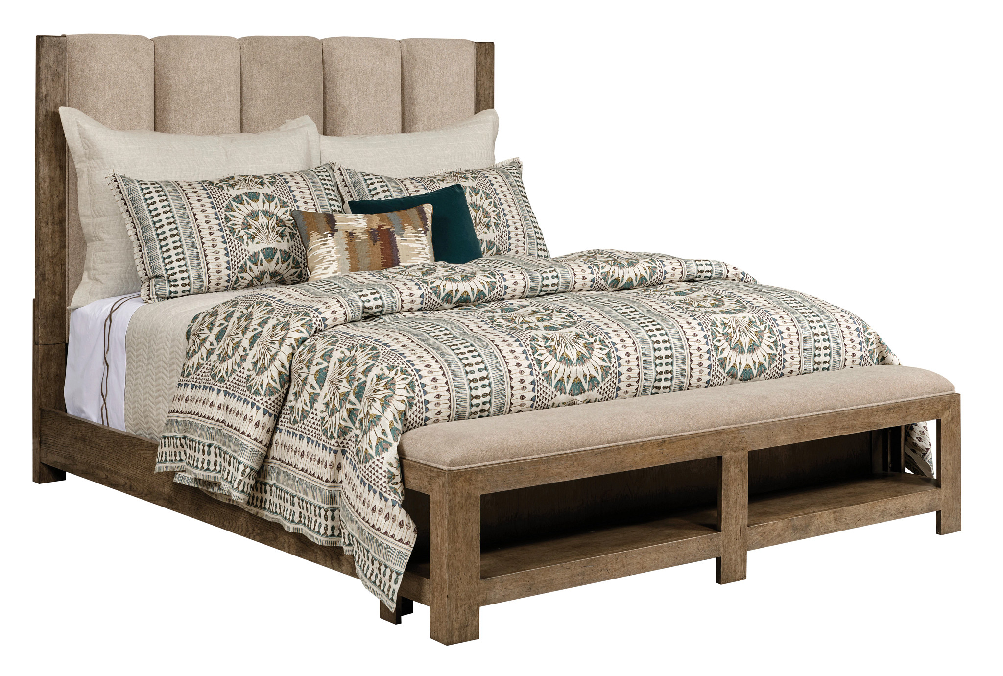 American Drew Meadowood Smoke Upholstered Queen Bed