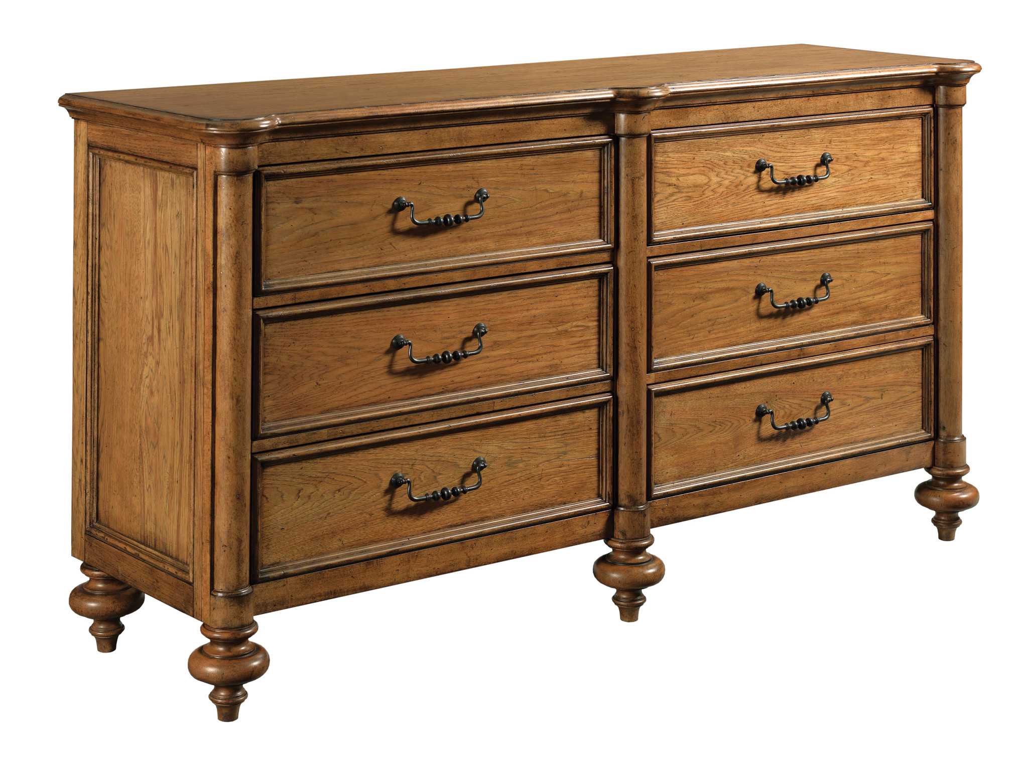 American Drew Mayview Medium Stain Cognac Dresser And Mirror