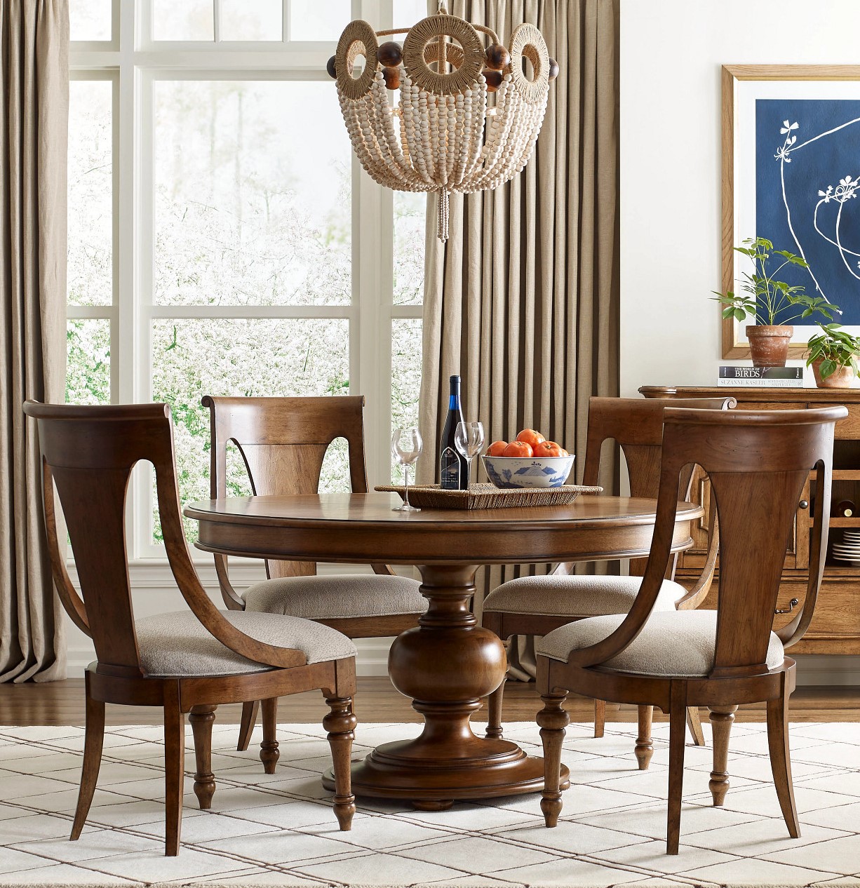 American Drew Annette Medium Stain Cognac 5pc Dining Room Set