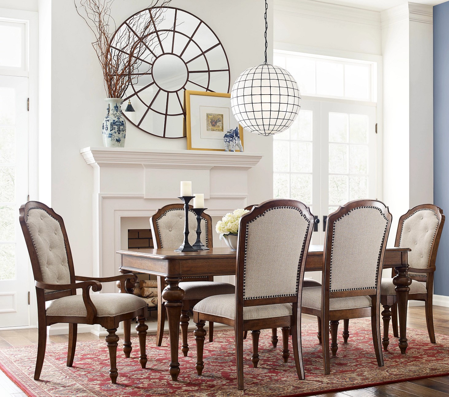 American Drew Diamond Medium Stain Cognac 7pc Dining Room Set