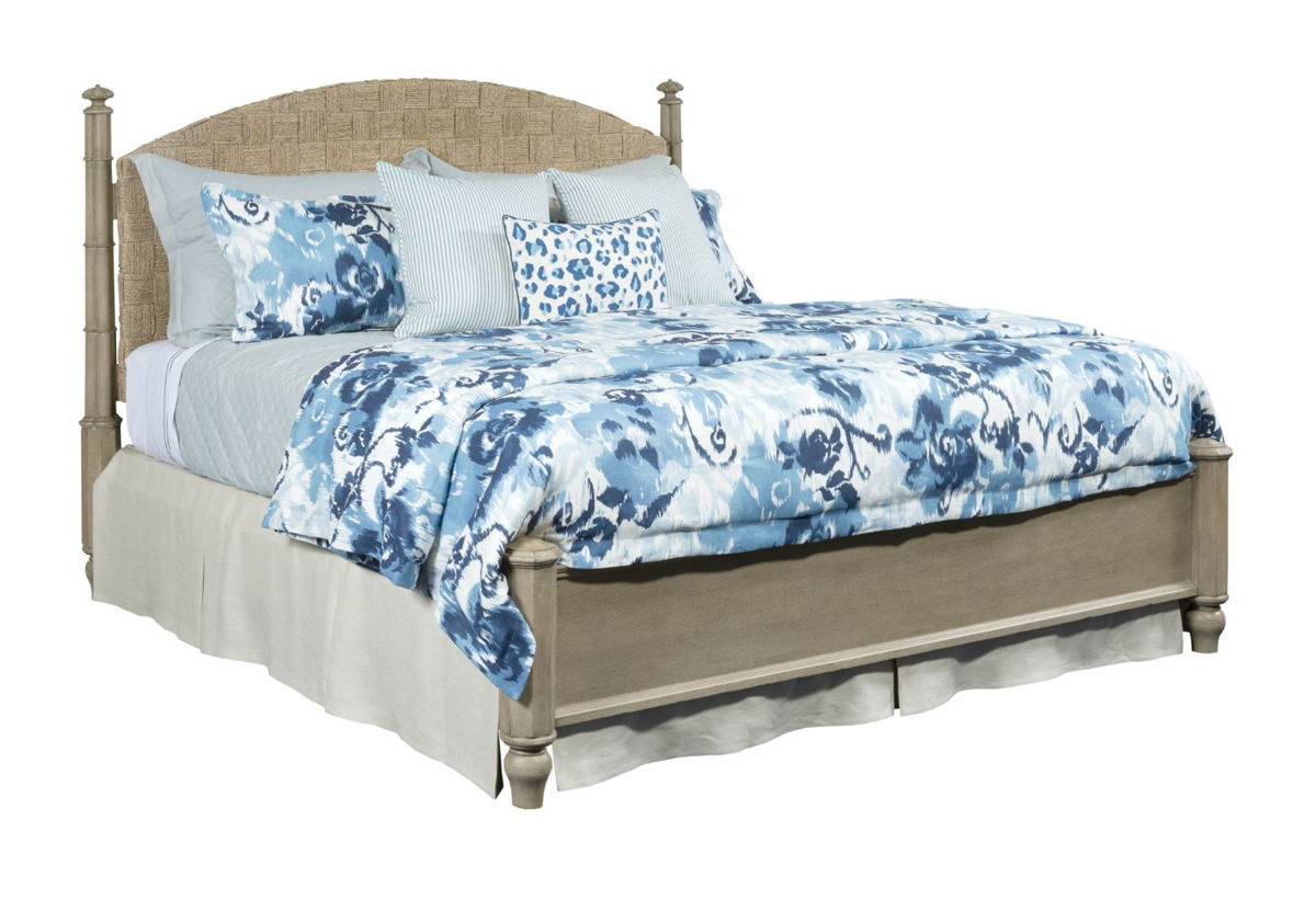 American Drew Currituck Sun Washed Driftwood Denim 2pc Bedroom Set with Que...