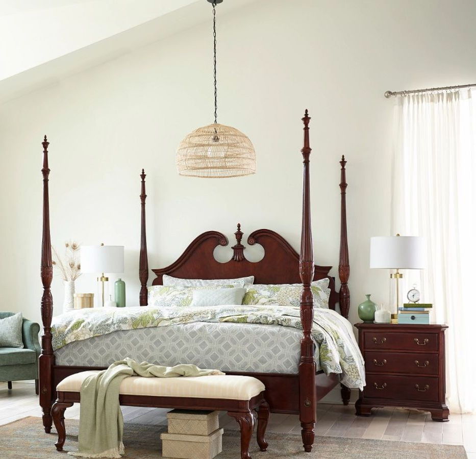 American Drew Pediment Antique Cherry 2pc Bedroom Set with Queen Poster Bed