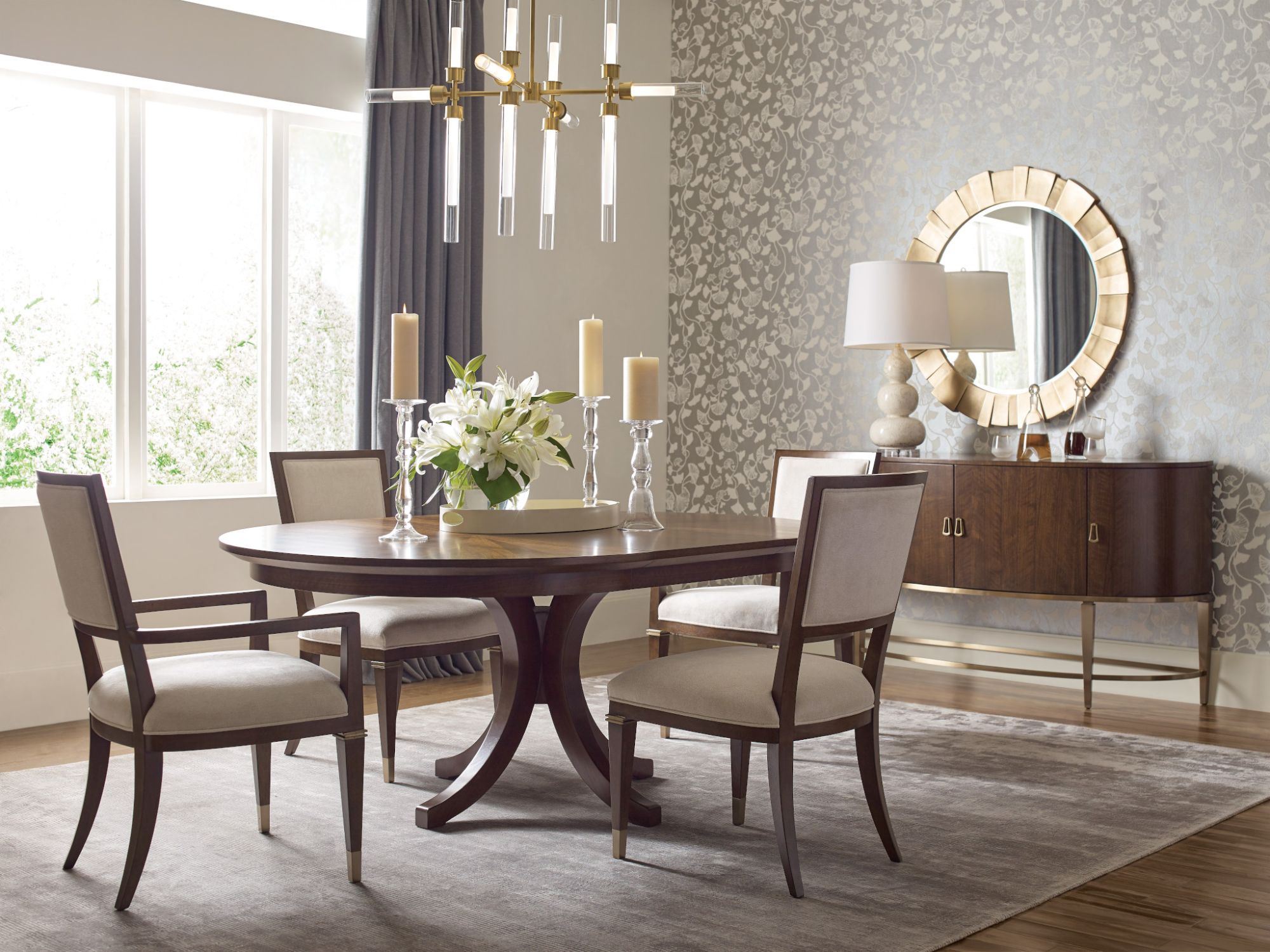 American Drew Warner Warm Brown 5pc Dining Room Set with Arm Chairs