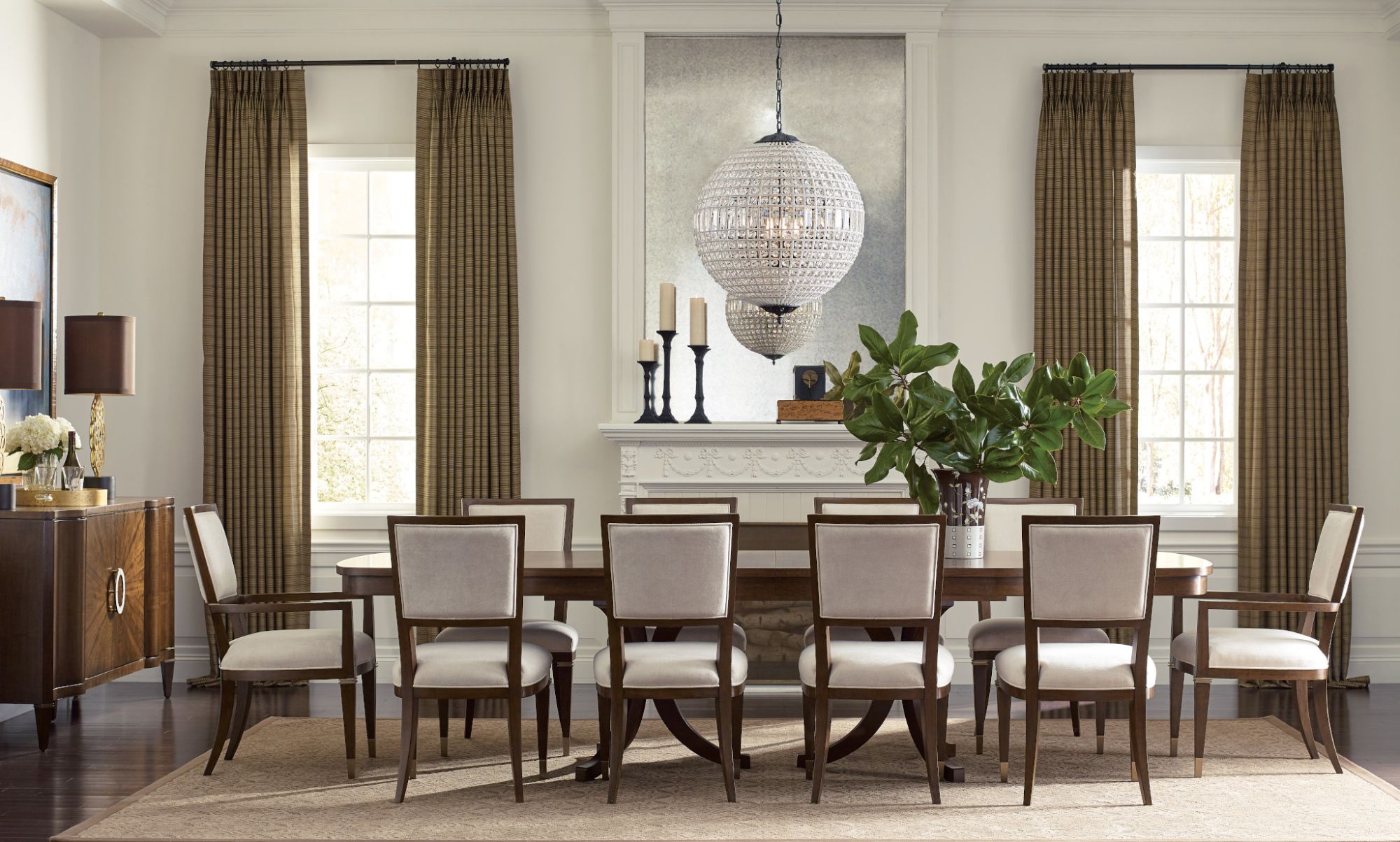 American Drew Randolph Warm Brown 11pc Dining Room Set