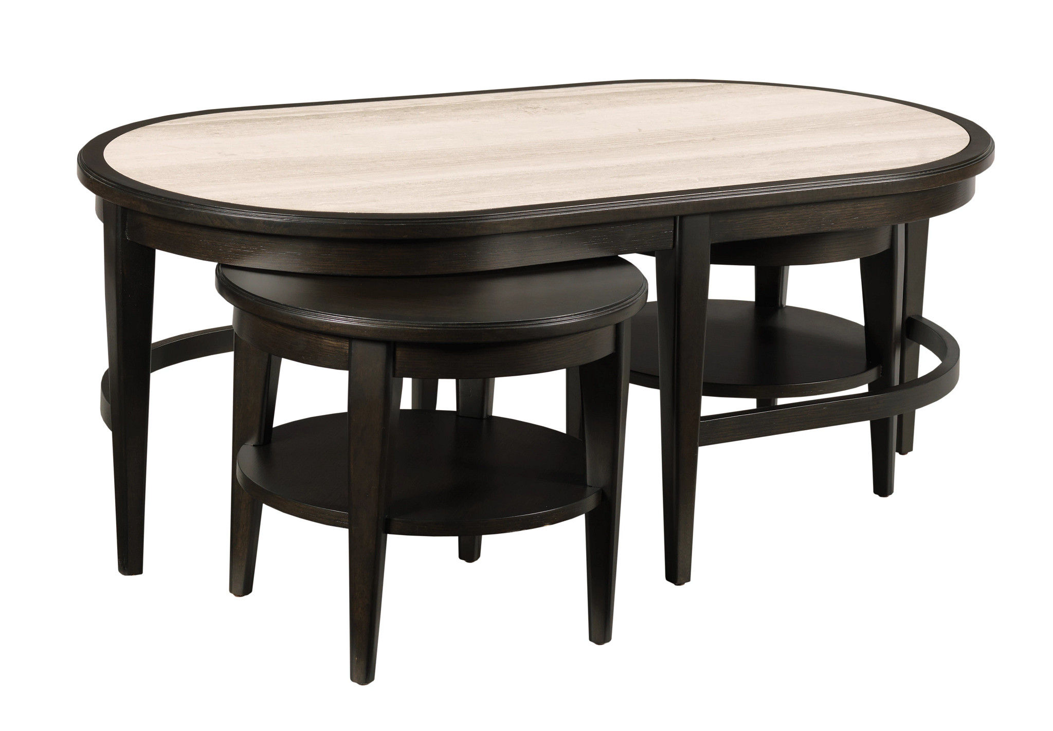 American Drew Showcase Black Oval Nesting Coffee Table AMDRW-350-911 American Drew Showcase Black Oval Nesting Coffee Table AMDRW-350-911