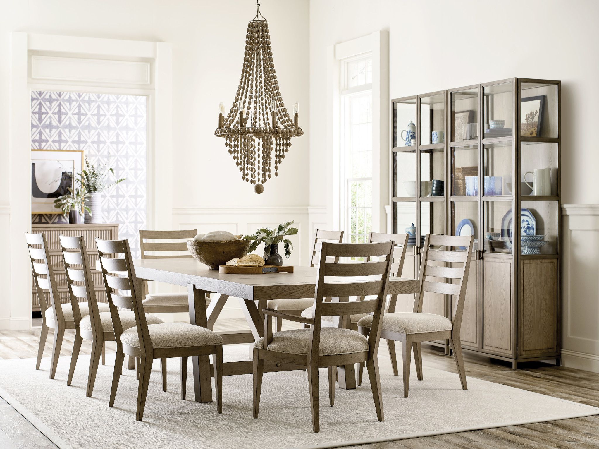 American Drew Gilmore Aged Taupe 9pc Dining Room Set