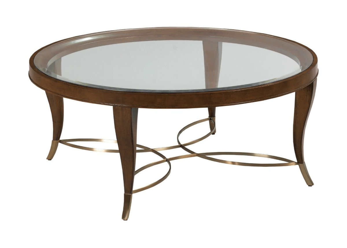 American Drew Vantage Warm Brown Tourmaline Round Coffee Table