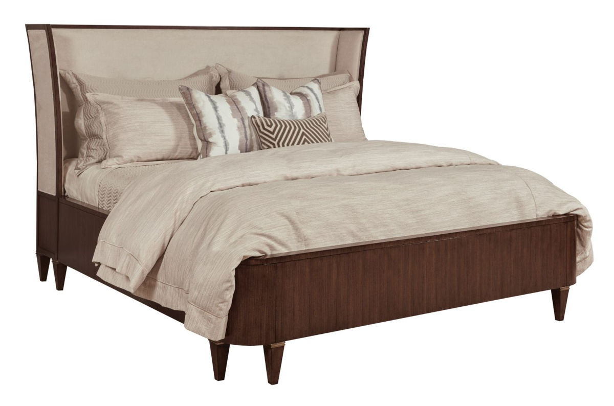 American Drew Morris Warm Brown Tourmaline Upholstered King Bed