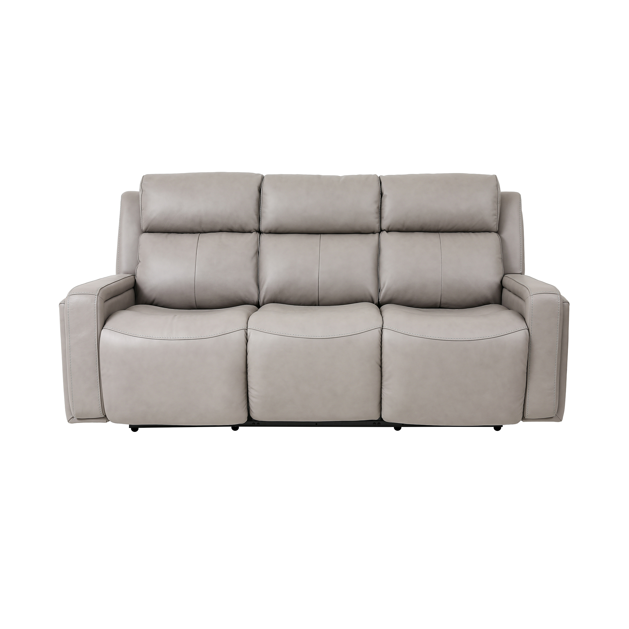 Luxur Living Bhaurad Light Grey Leather Dual Power Headrest Reclining Sofa