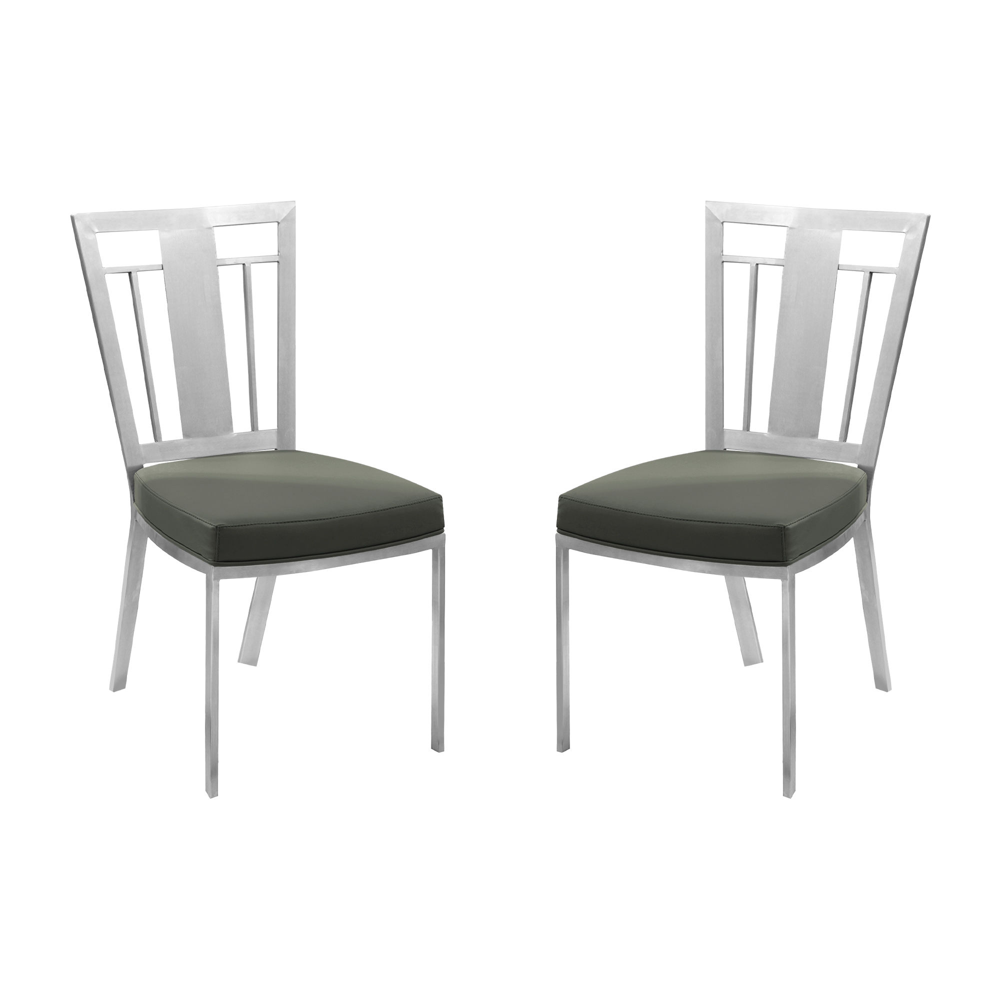 Bhawani Contemporary Dining Chair In Gray and Stainless Steel - Set of 2