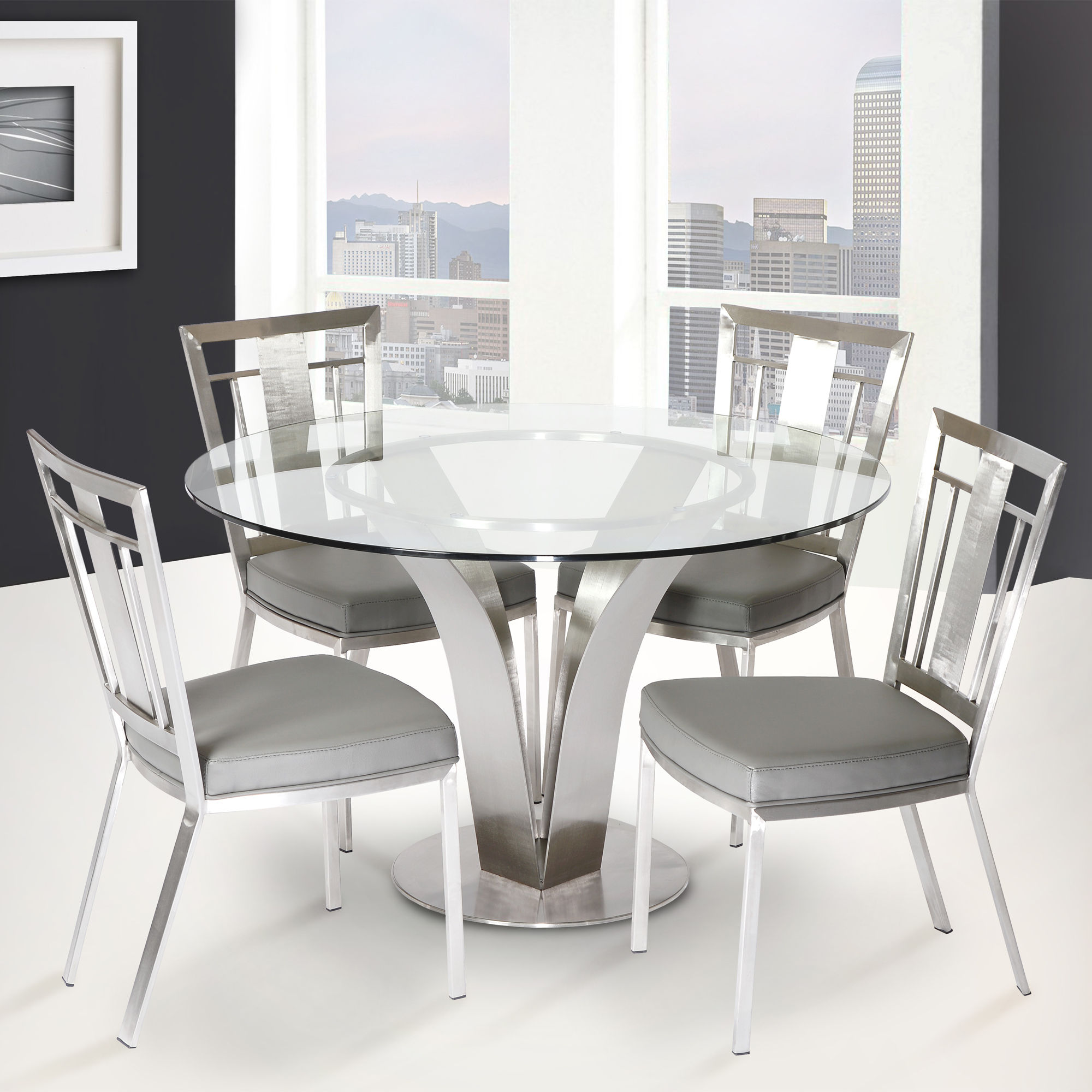 Luxur Living Bhawani Gray 5pc Dining Room Set