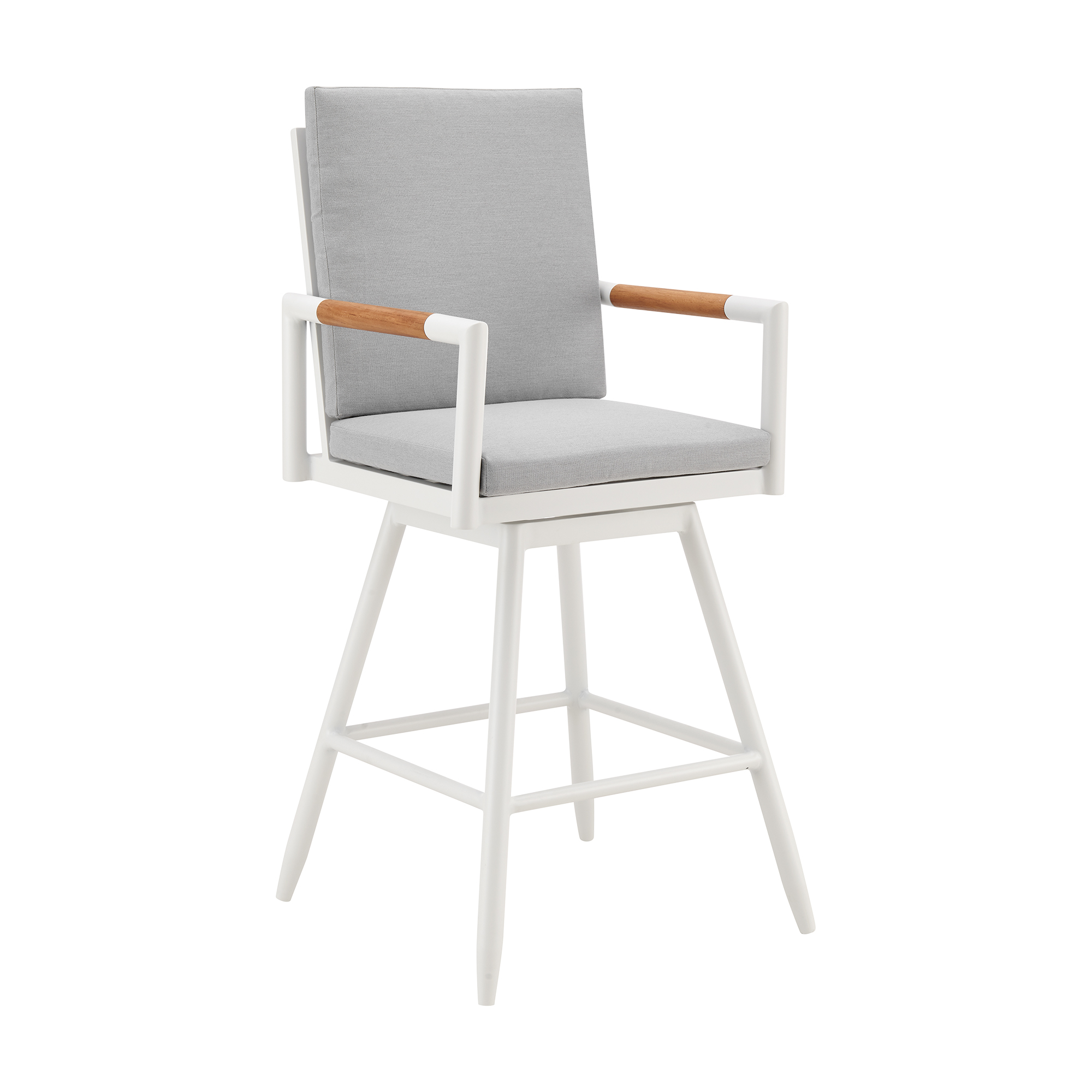Luxur Living Bibthar Light Gray White Outdoor Swivel Counter Height Stool