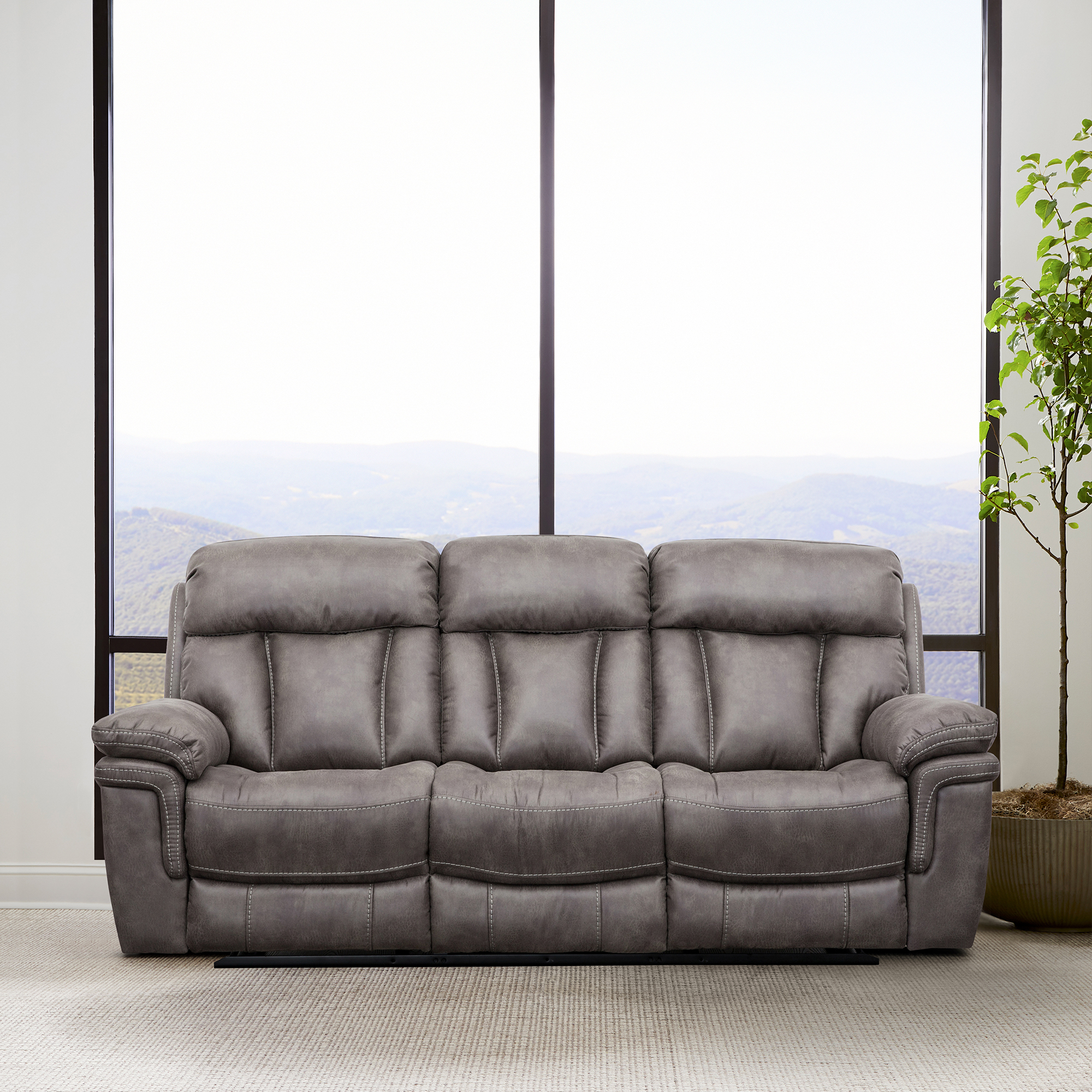Luxur Living Chapaner Gunmetal Fabric Power Reclining Sofa