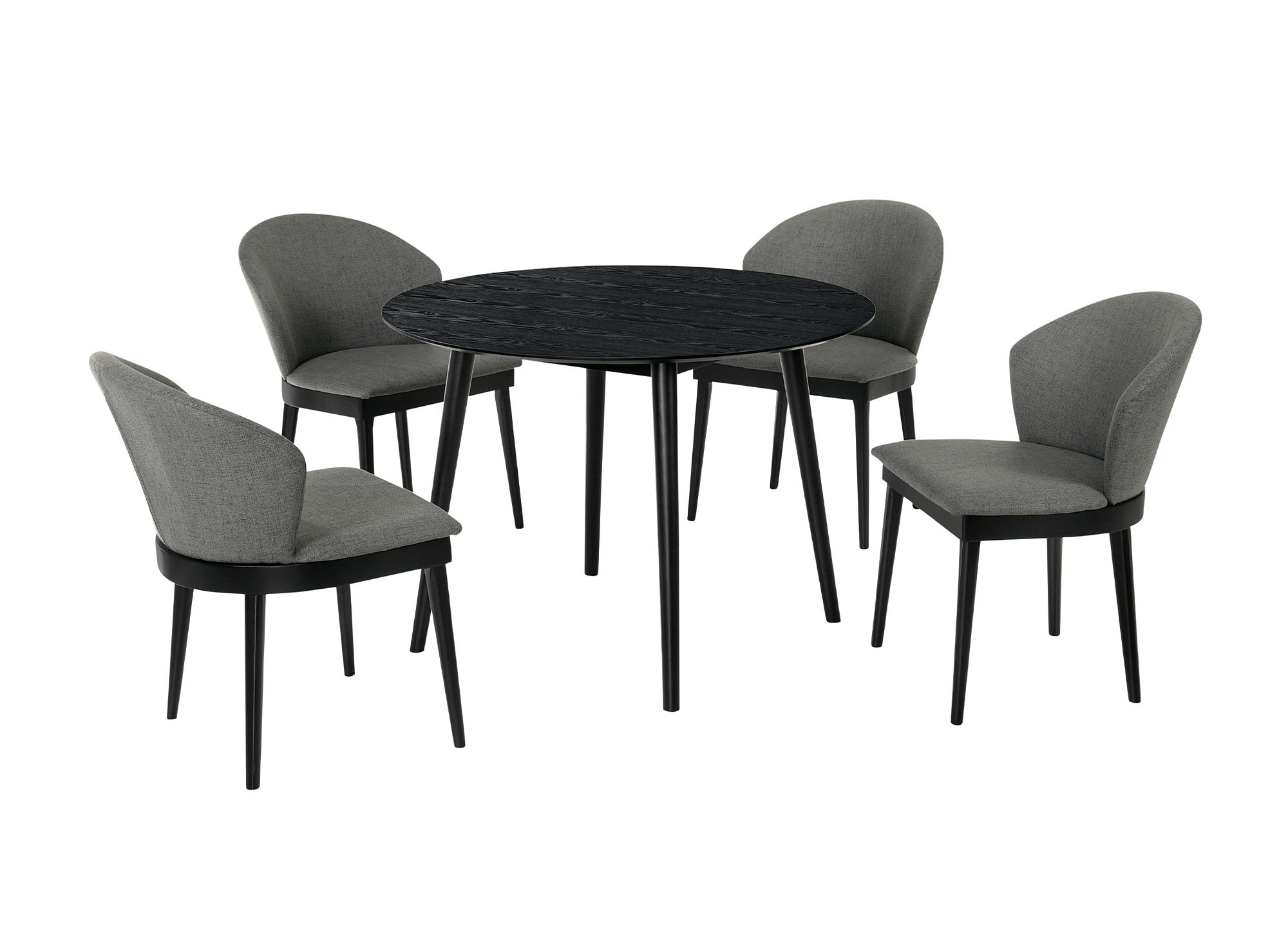 Luxur Living Amba Charcoal Black 42 Inch Round 5pc Dining Set